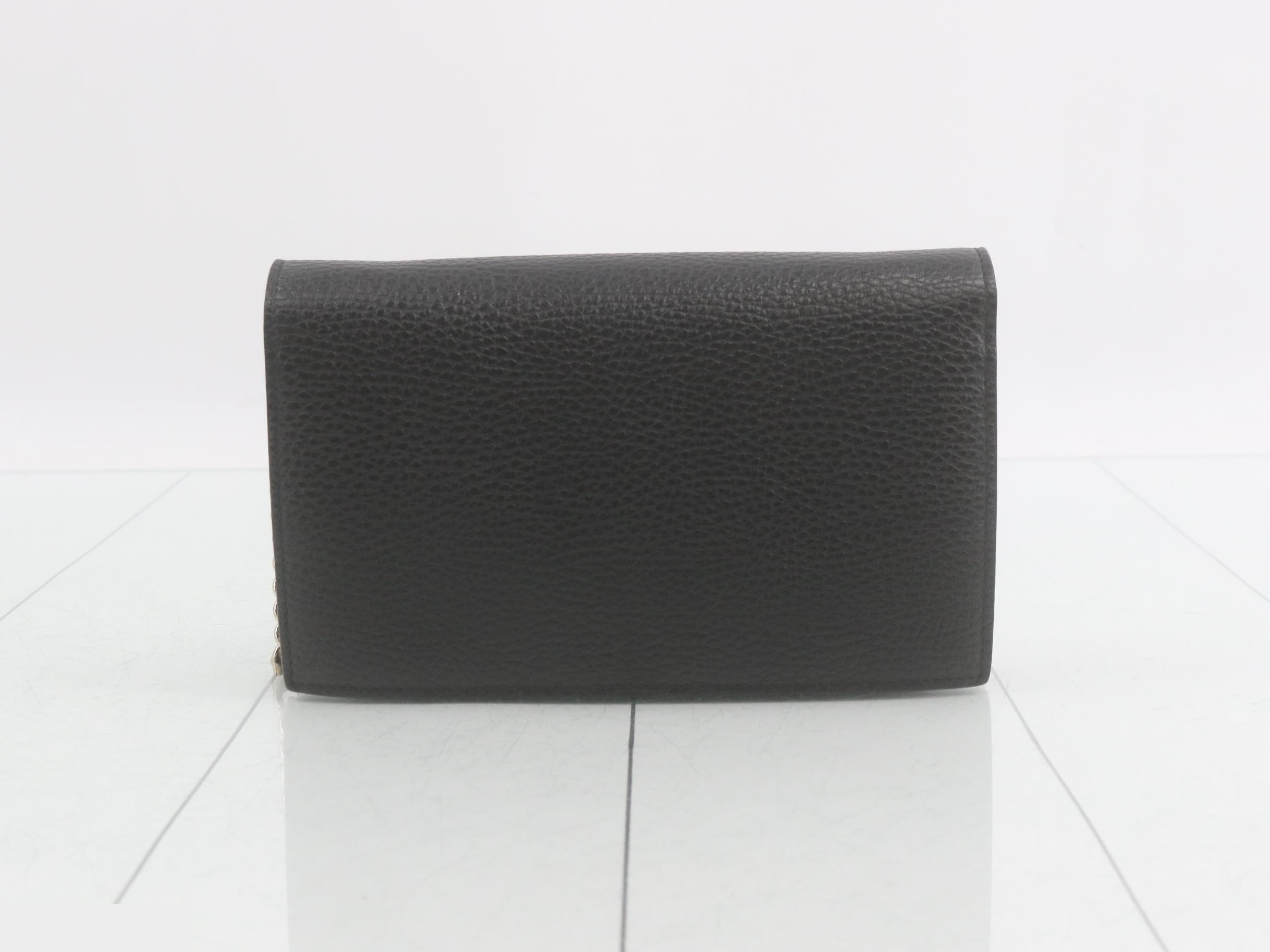 Interlocking G Leather Chain Wallet, Black — view 2