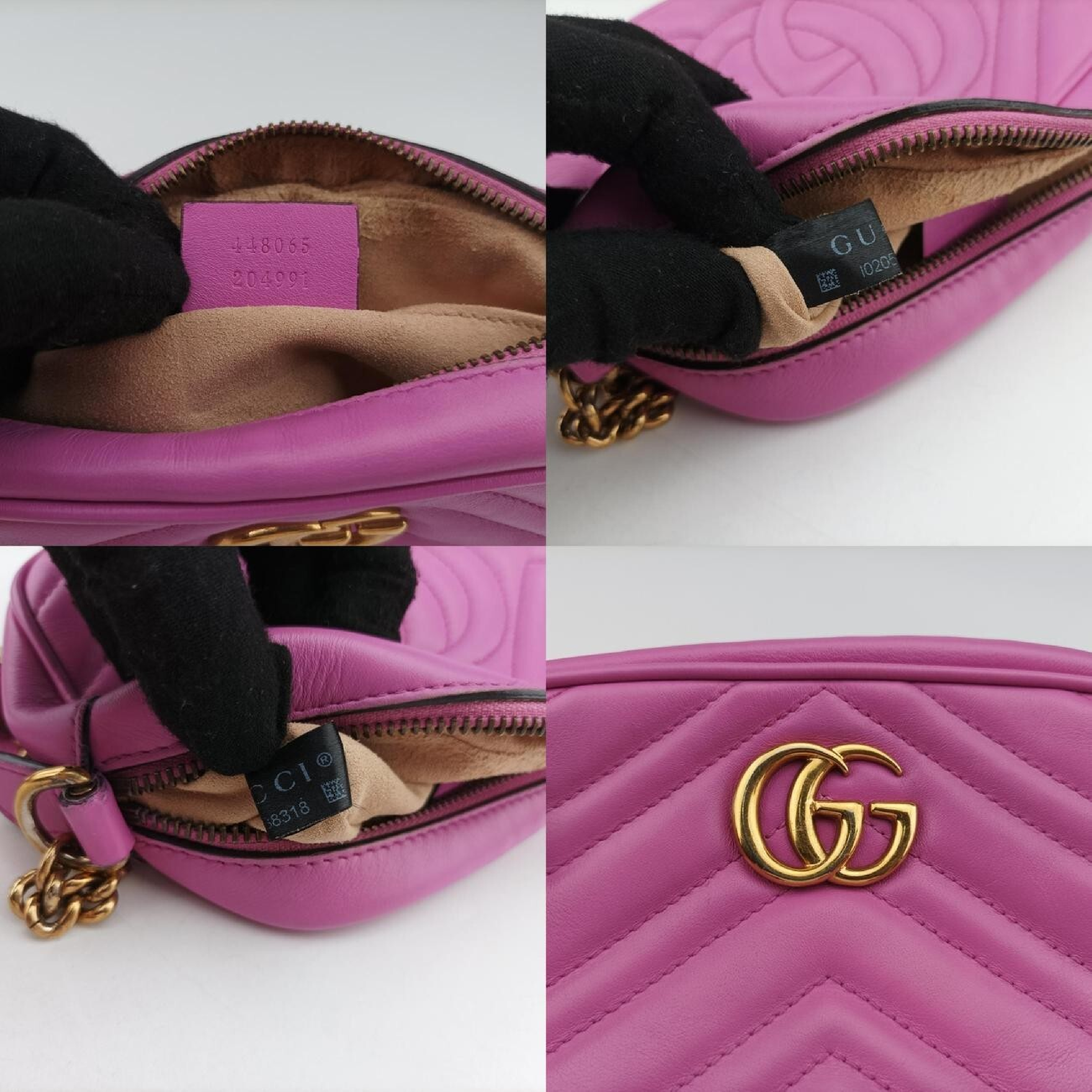 GG Marmont Pink Leather Shoulder Bag 448065 I020588318 — view 8
