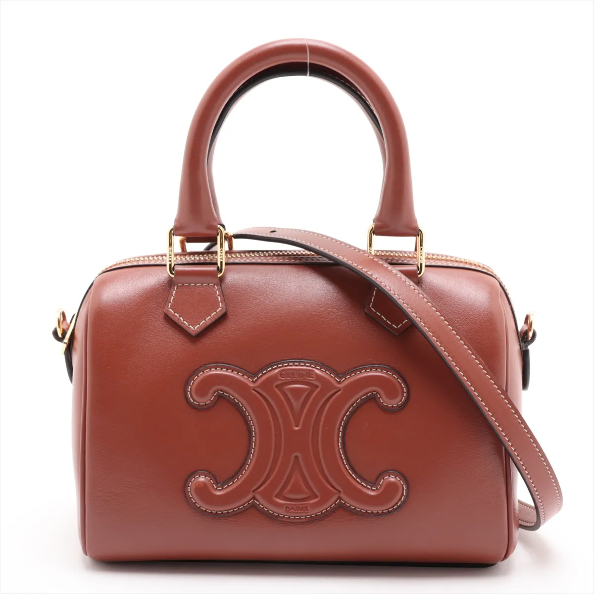 Cuir Triomphe Small Boston Leather 2-Way Handbag, Brown