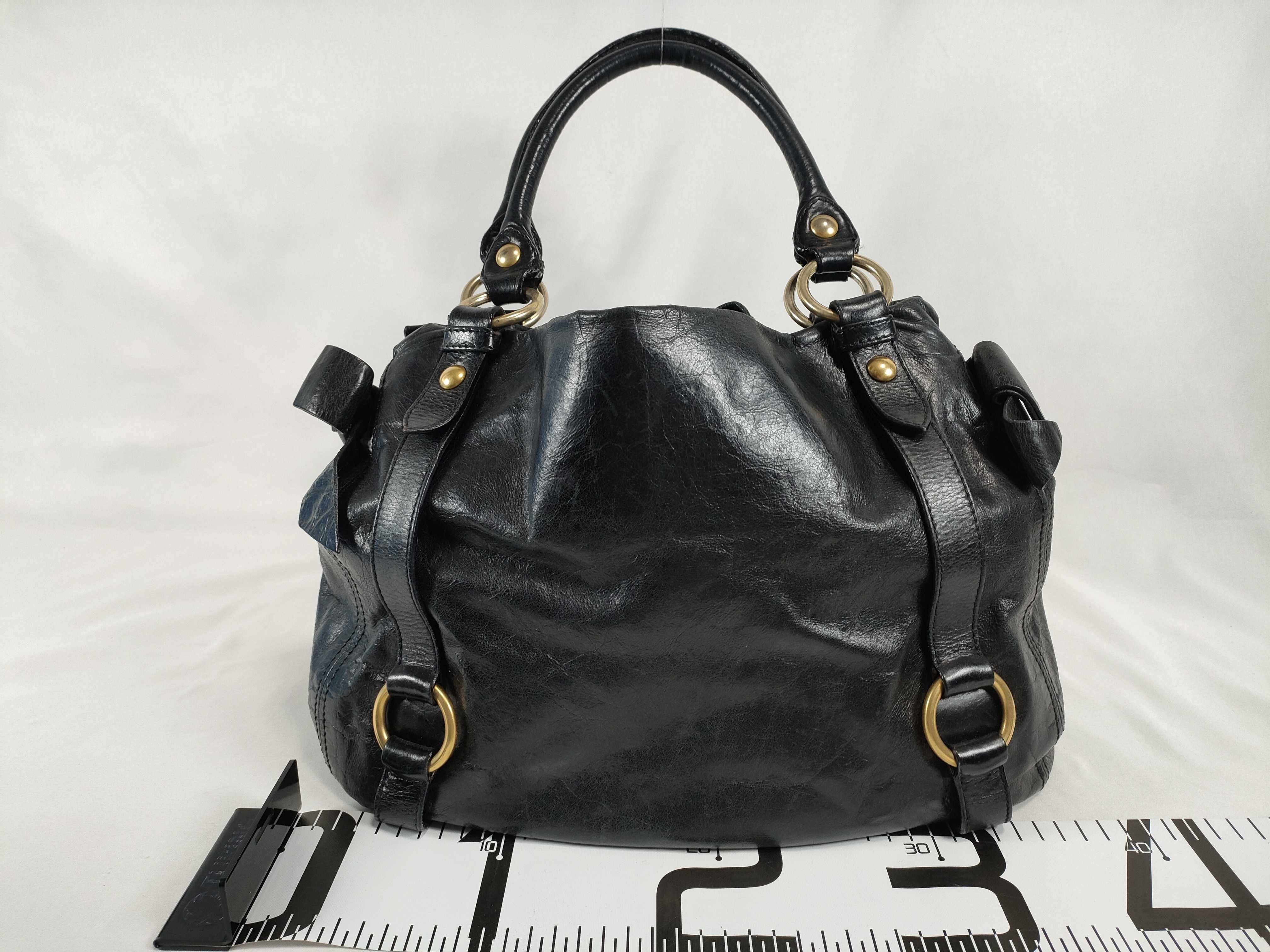 Leather Black Ribbon Handbag — view 2