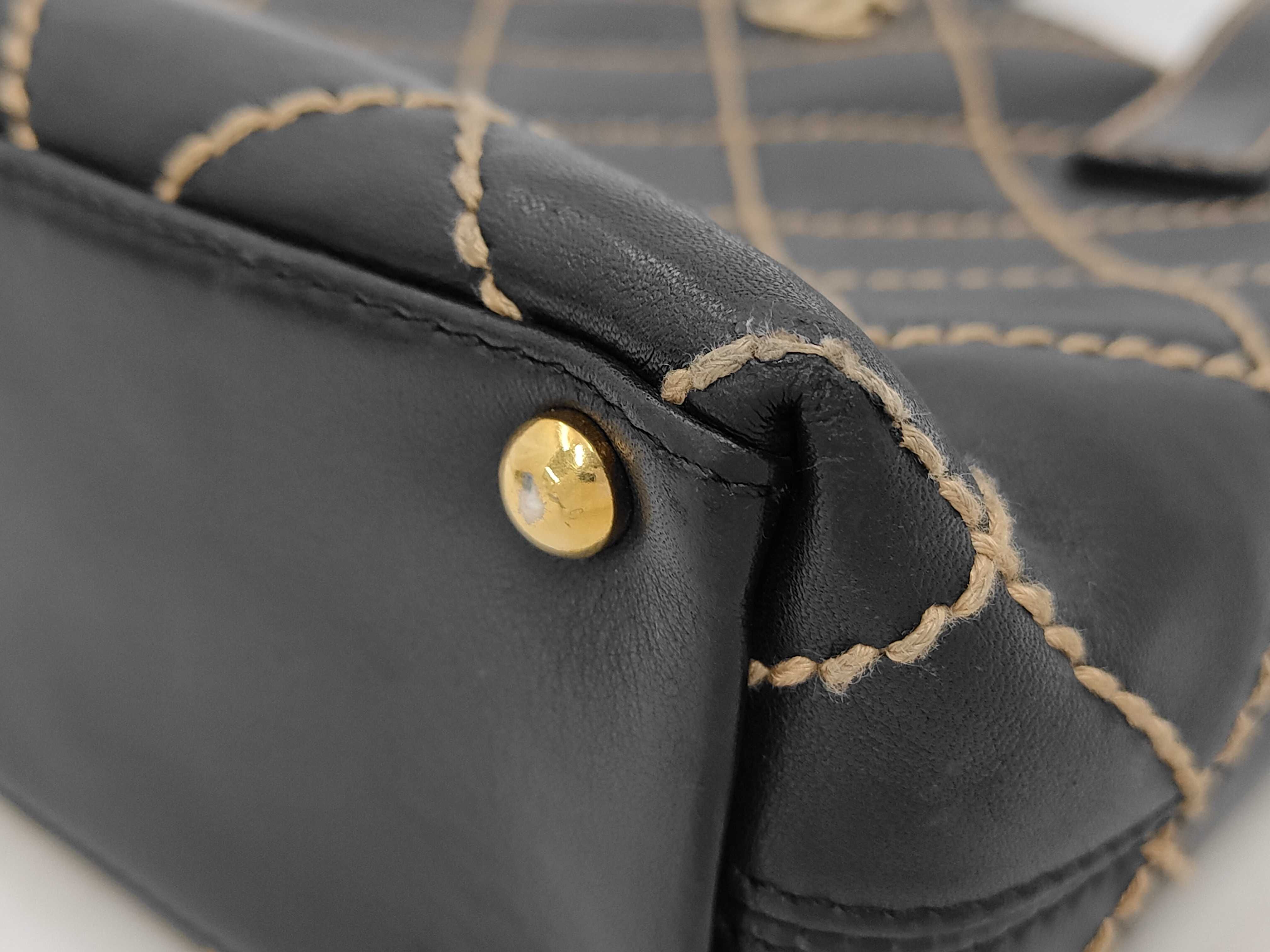 Matelassé Wild Stitch Tote Bag, Black Leather Bag — view 7
