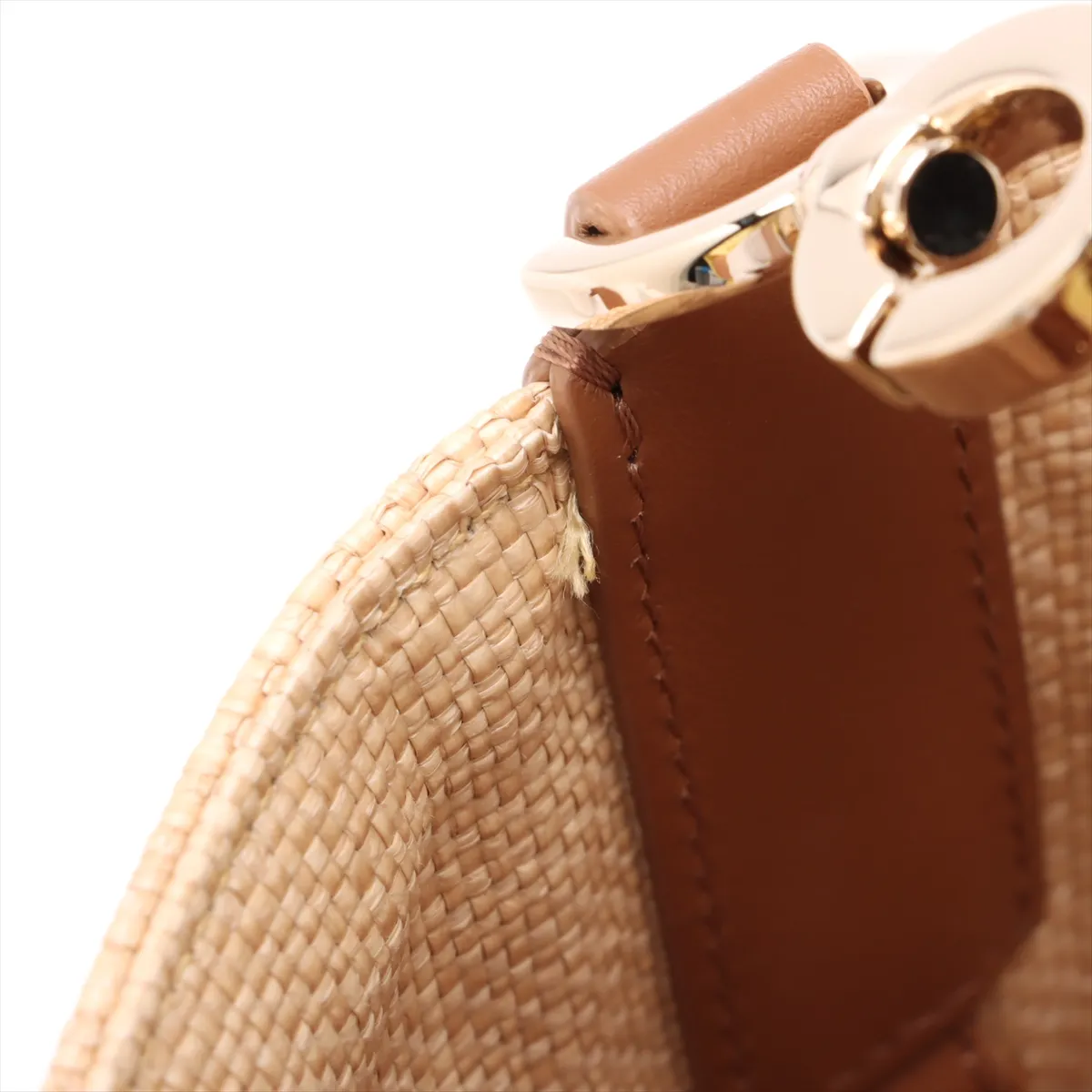 Macro Cannage Toujours Raffia x Leather Handbag Beige x Brown Lucky Star — view 12