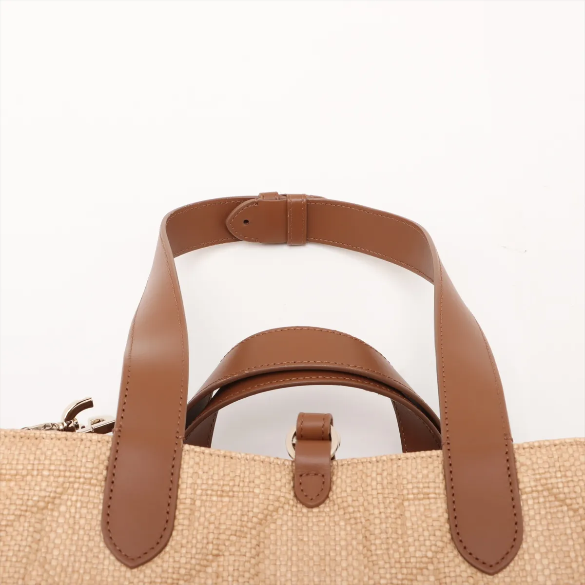 Macro Cannage Toujours Raffia x Leather Handbag Beige x Brown Lucky Star — view 6