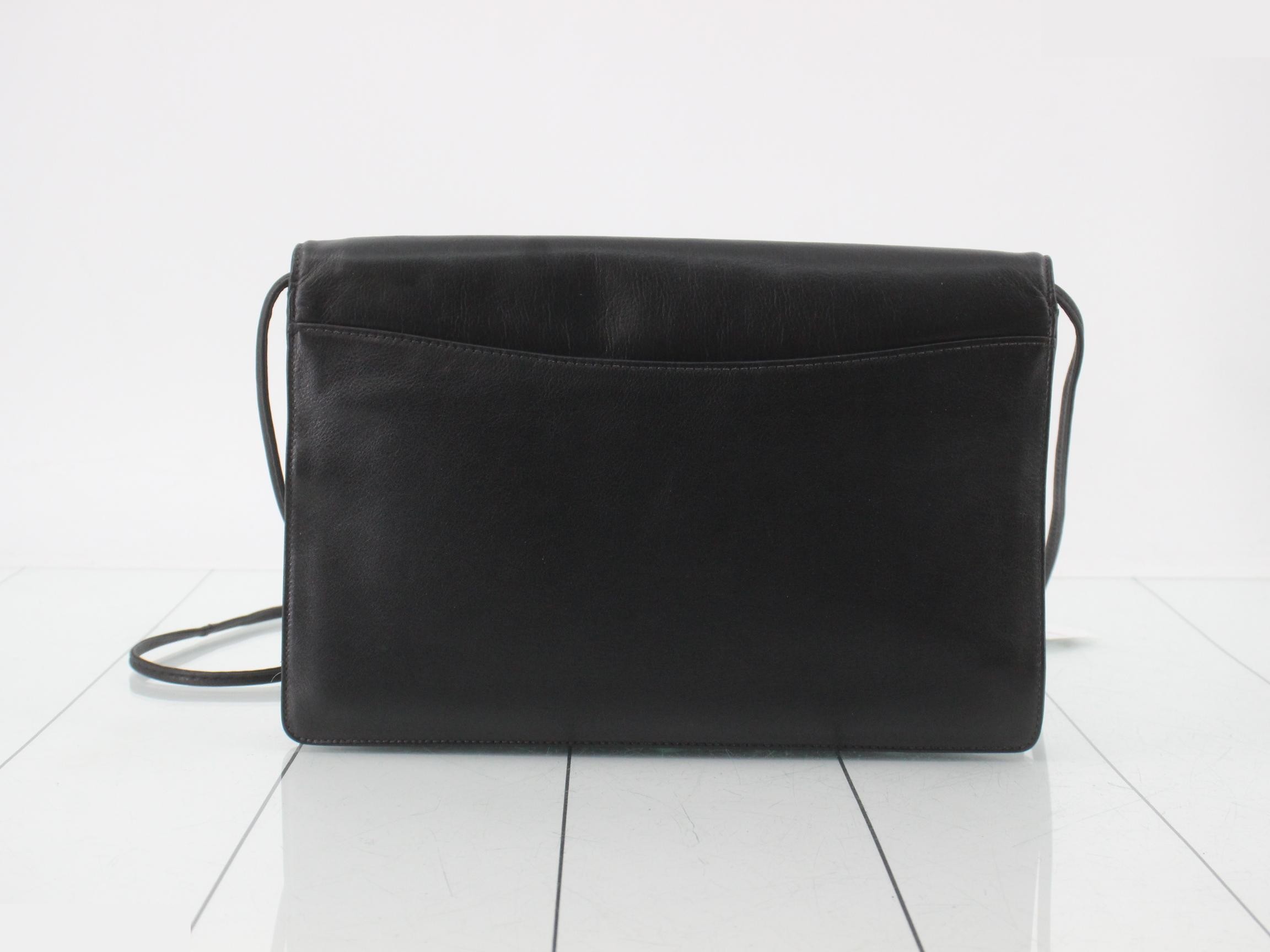 Logo Leather Shoulder Bag, Black — view 2
