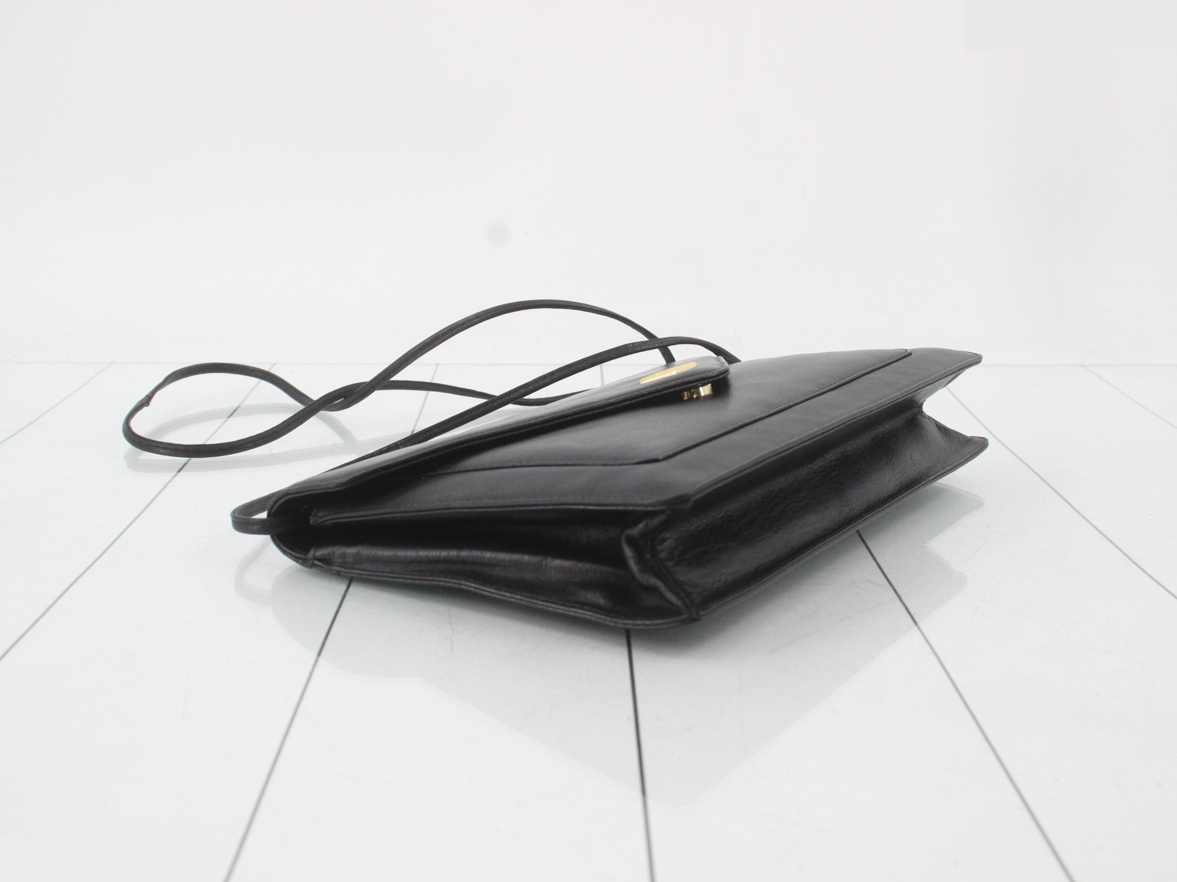 Logo Leather Shoulder Bag, Black — view 5