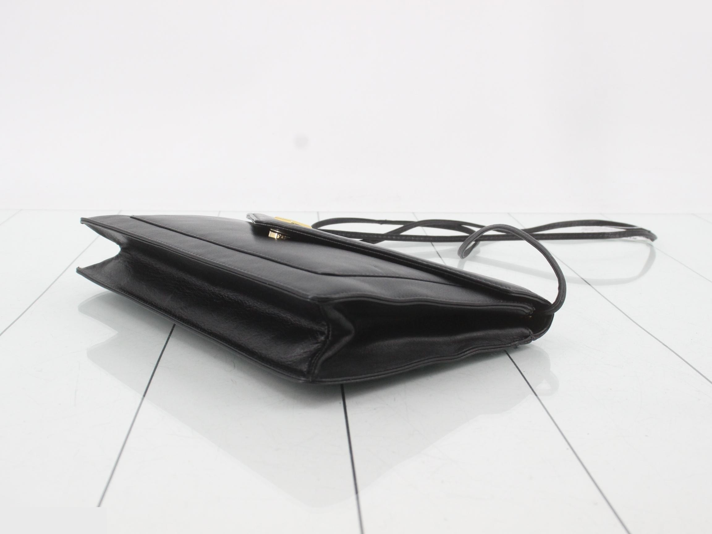 Logo Leather Shoulder Bag, Black — view 6