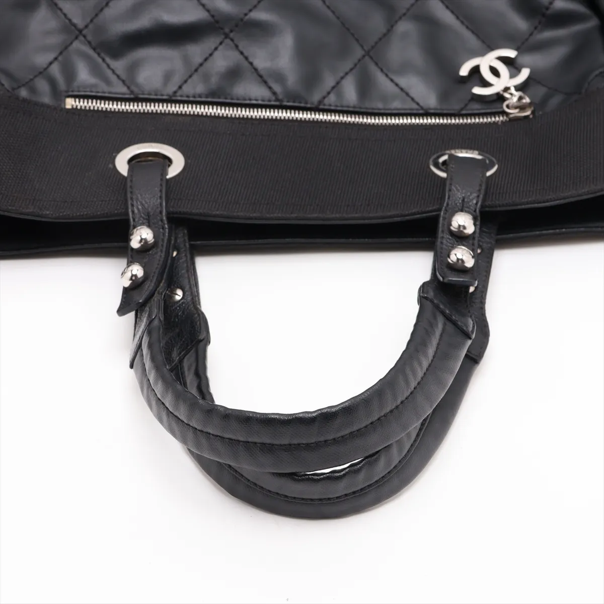 Paris Biarritz GM Coated Canvas Tote Bag, Black with Silver Hardware, Item No. 17789007 (Serial Number 17) — view 5