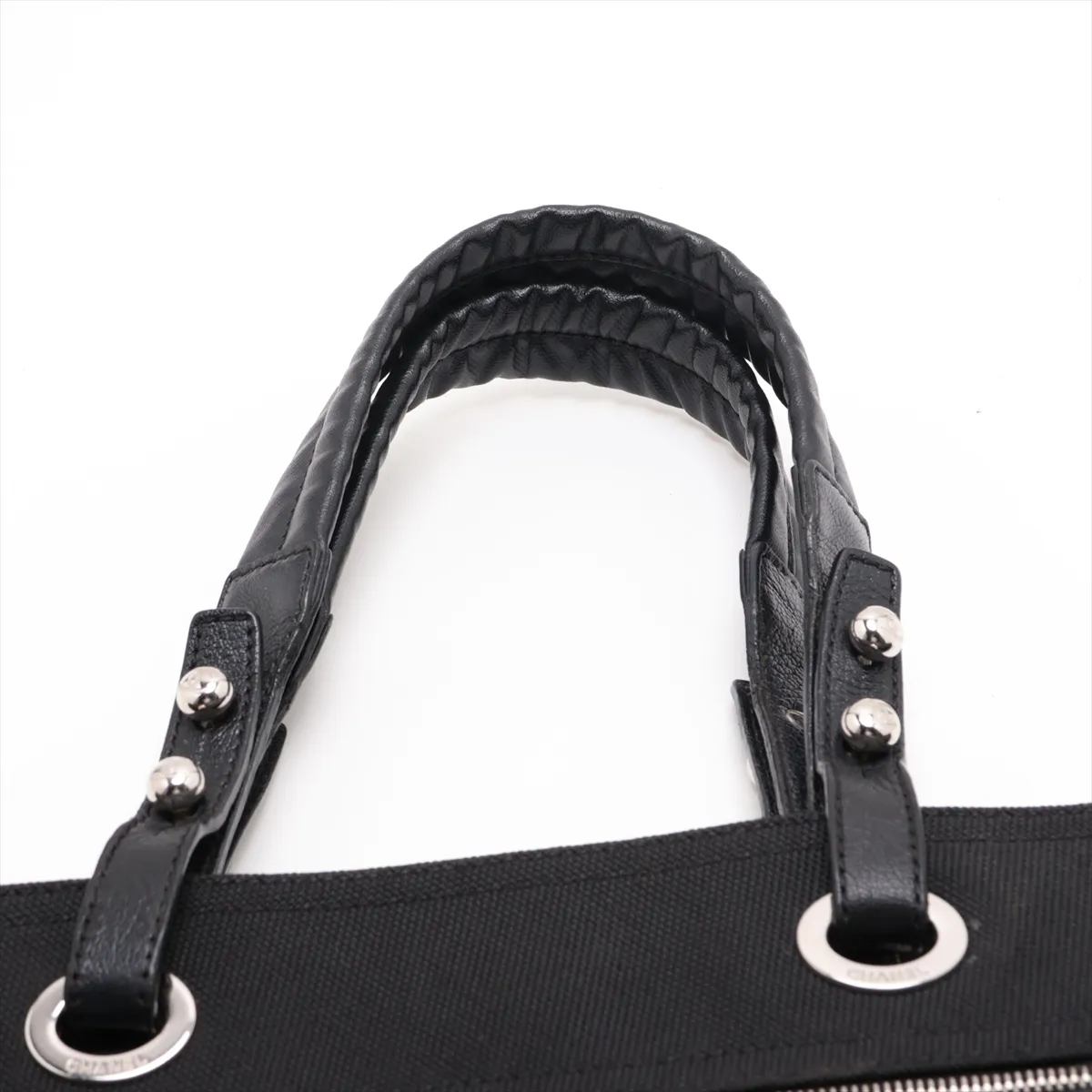 Paris Biarritz GM Coated Canvas Tote Bag, Black with Silver Hardware, Item No. 17789007 (Serial Number 17) — view 6