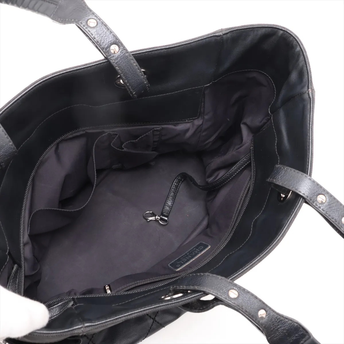 Paris Biarritz GM Coated Canvas Tote Bag, Black with Silver Hardware, Item No. 17789007 (Serial Number 17) — view 7