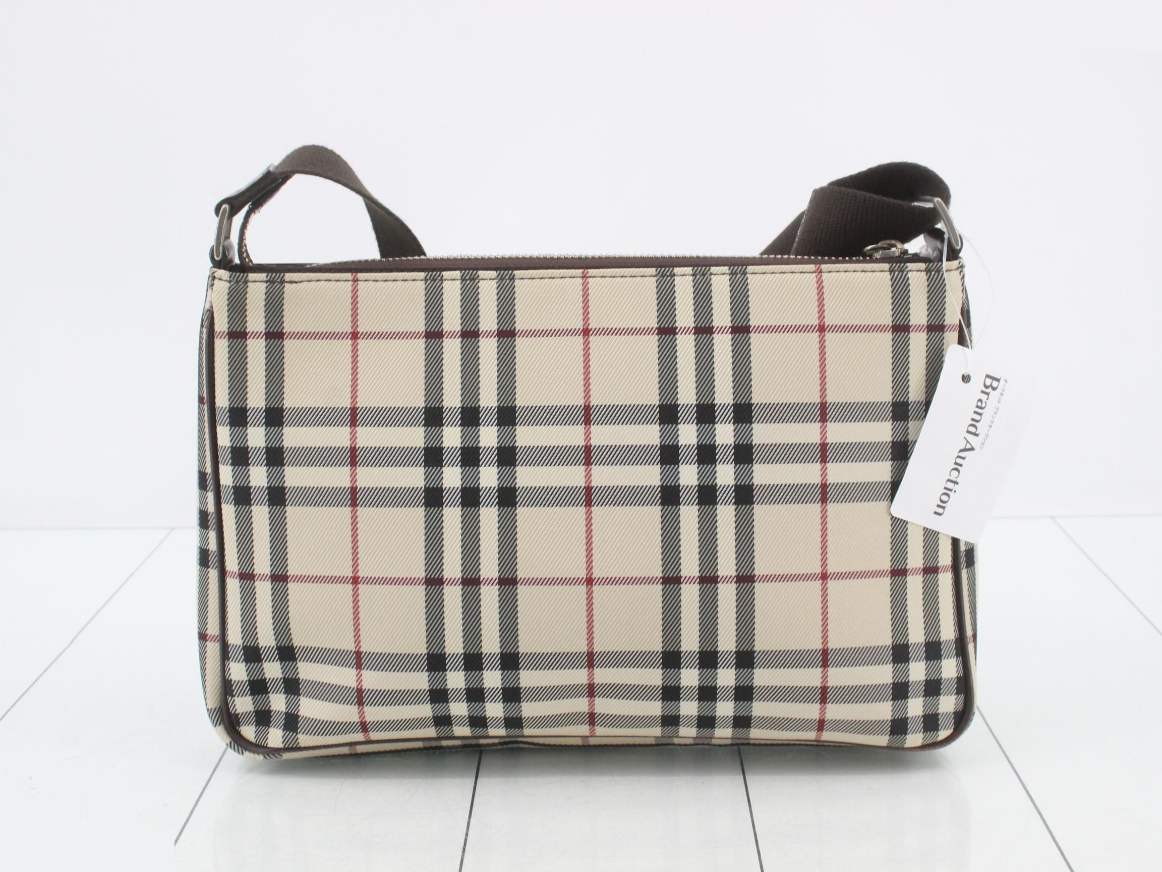 Nova Check Shoulder Bag, Beige/Brown Canvas — view 2