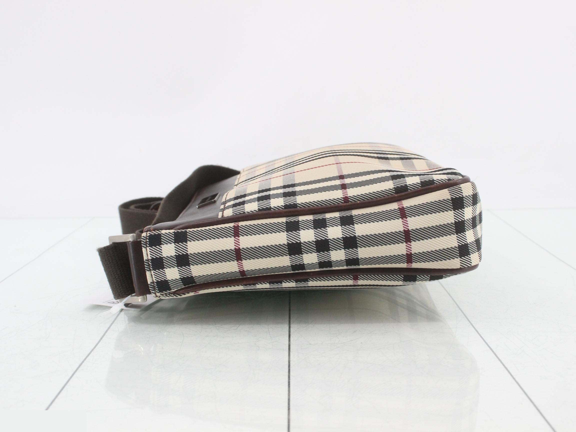 Nova Check Shoulder Bag, Beige/Brown Canvas — view 4