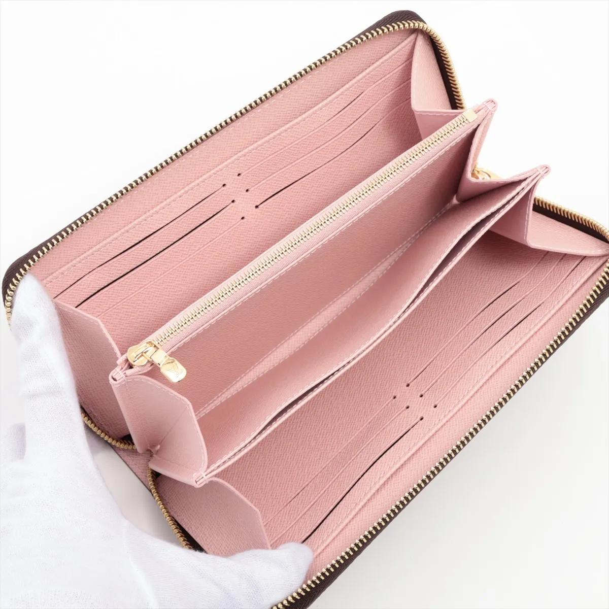 Monogram Zippy Wallet M41894 Rose Ballerine Round Zip Wallet (RFID detected) — view 3