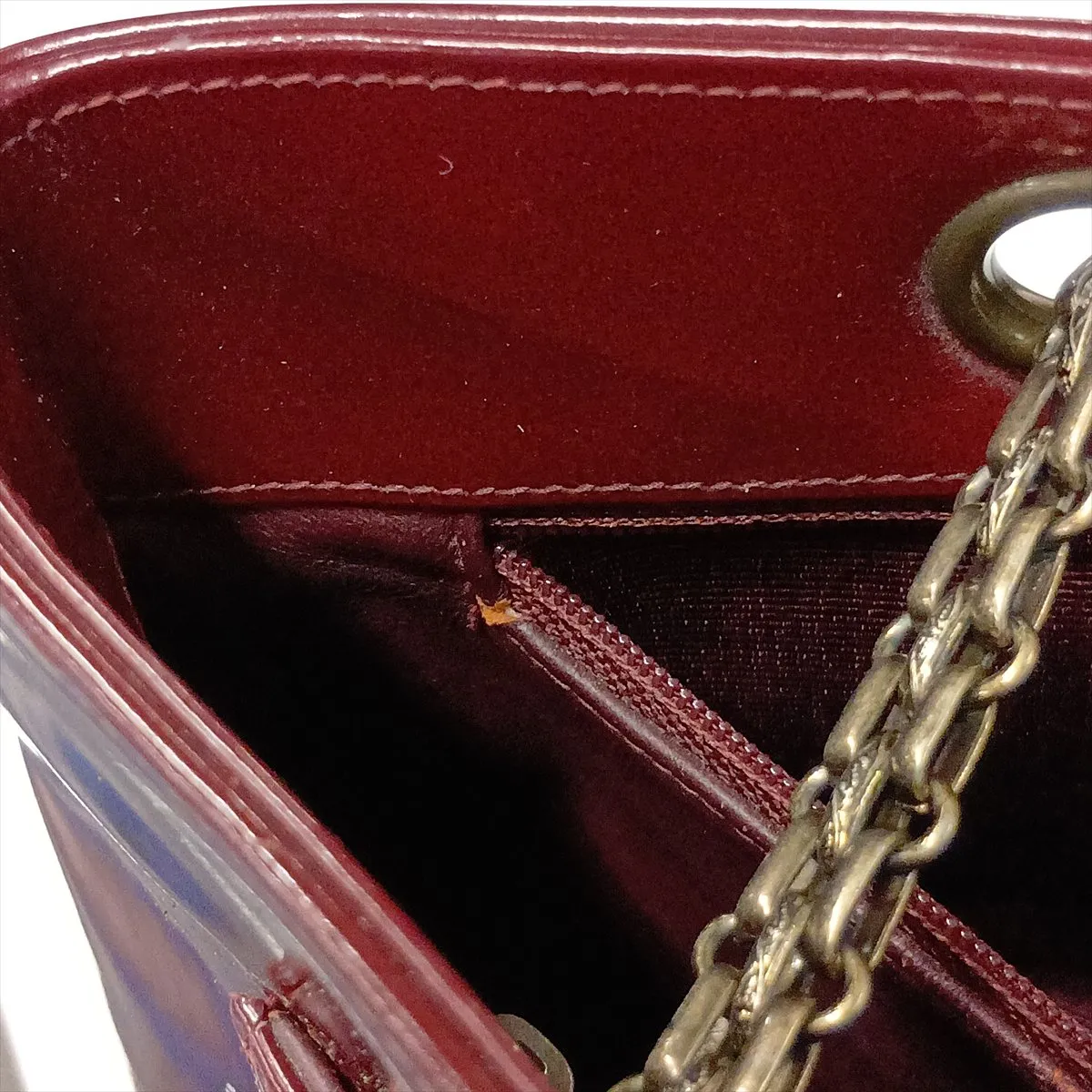 Coco Mark Patent Leather Chain Shoulder Bag, Bordeaux, Gunmetal Hardware, 6303453, Series 6 — view 14
