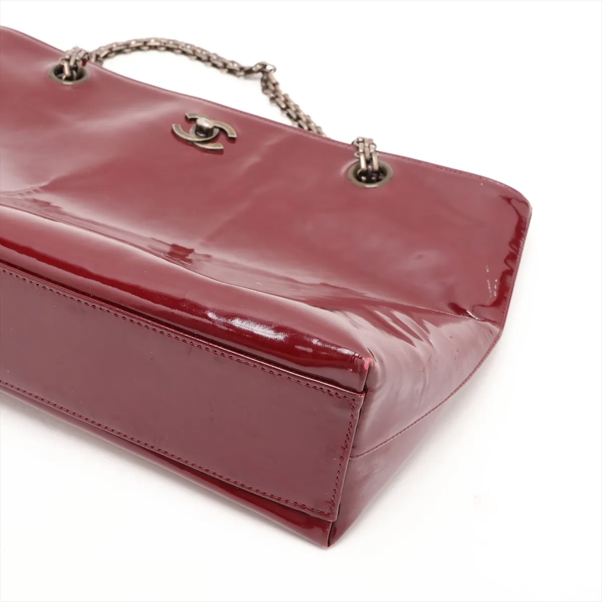 Coco Mark Patent Leather Chain Shoulder Bag, Bordeaux, Gunmetal Hardware, 6303453, Series 6 — view 3