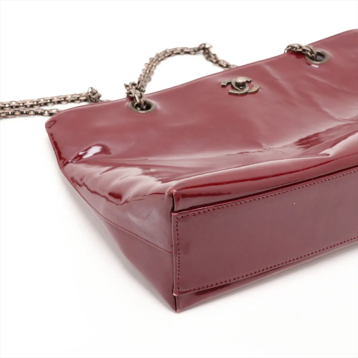 Coco Mark Patent Leather Chain Shoulder Bag, Bordeaux, Gunmetal Hardware, 6303453, Series 6 — view 4