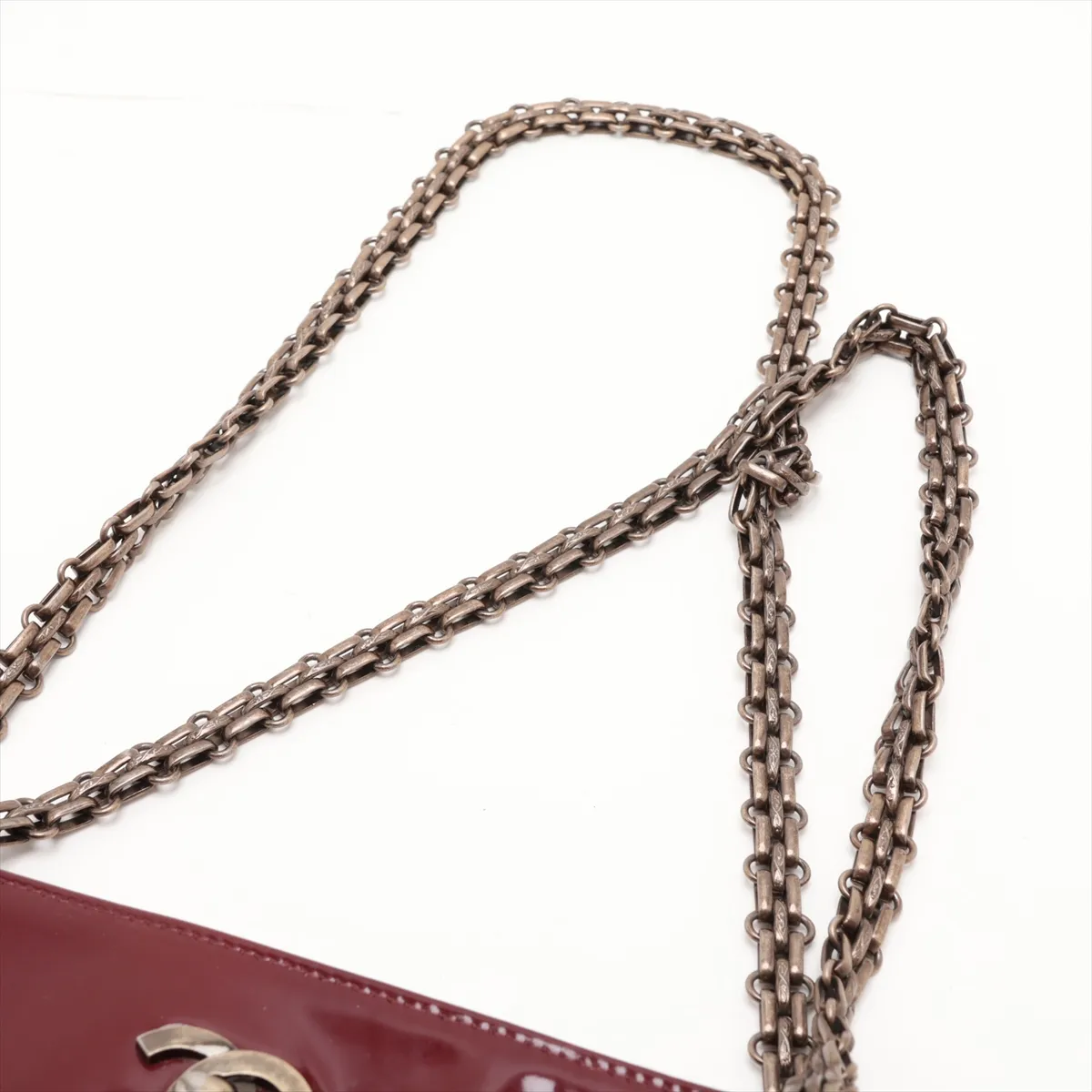 Coco Mark Patent Leather Chain Shoulder Bag, Bordeaux, Gunmetal Hardware, 6303453, Series 6 — view 5