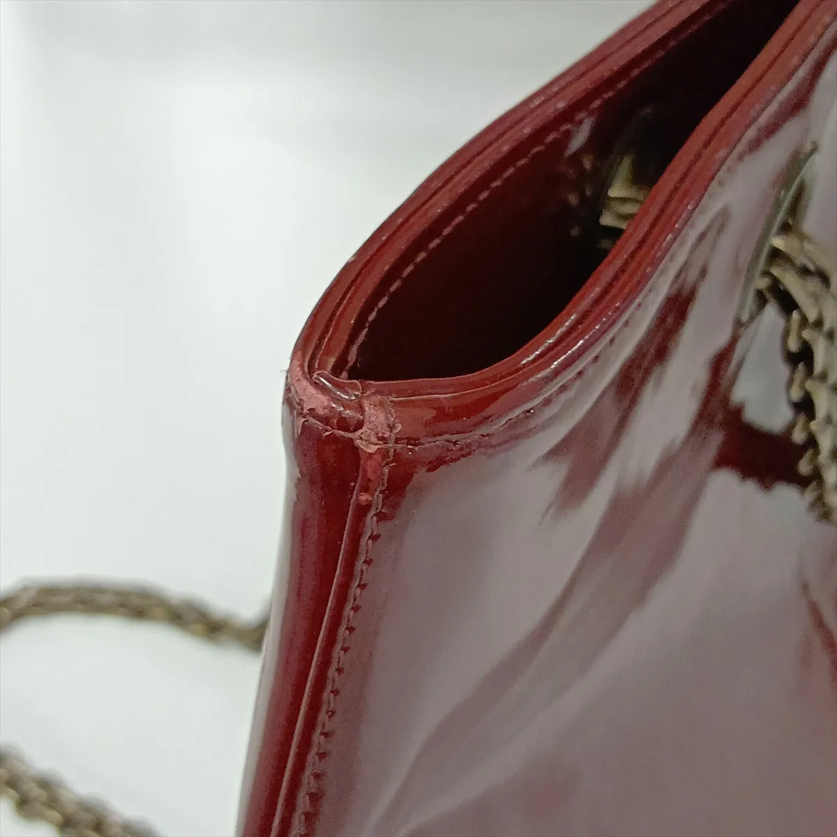 Coco Mark Patent Leather Chain Shoulder Bag, Bordeaux, Gunmetal Hardware, 6303453, Series 6 — view 9