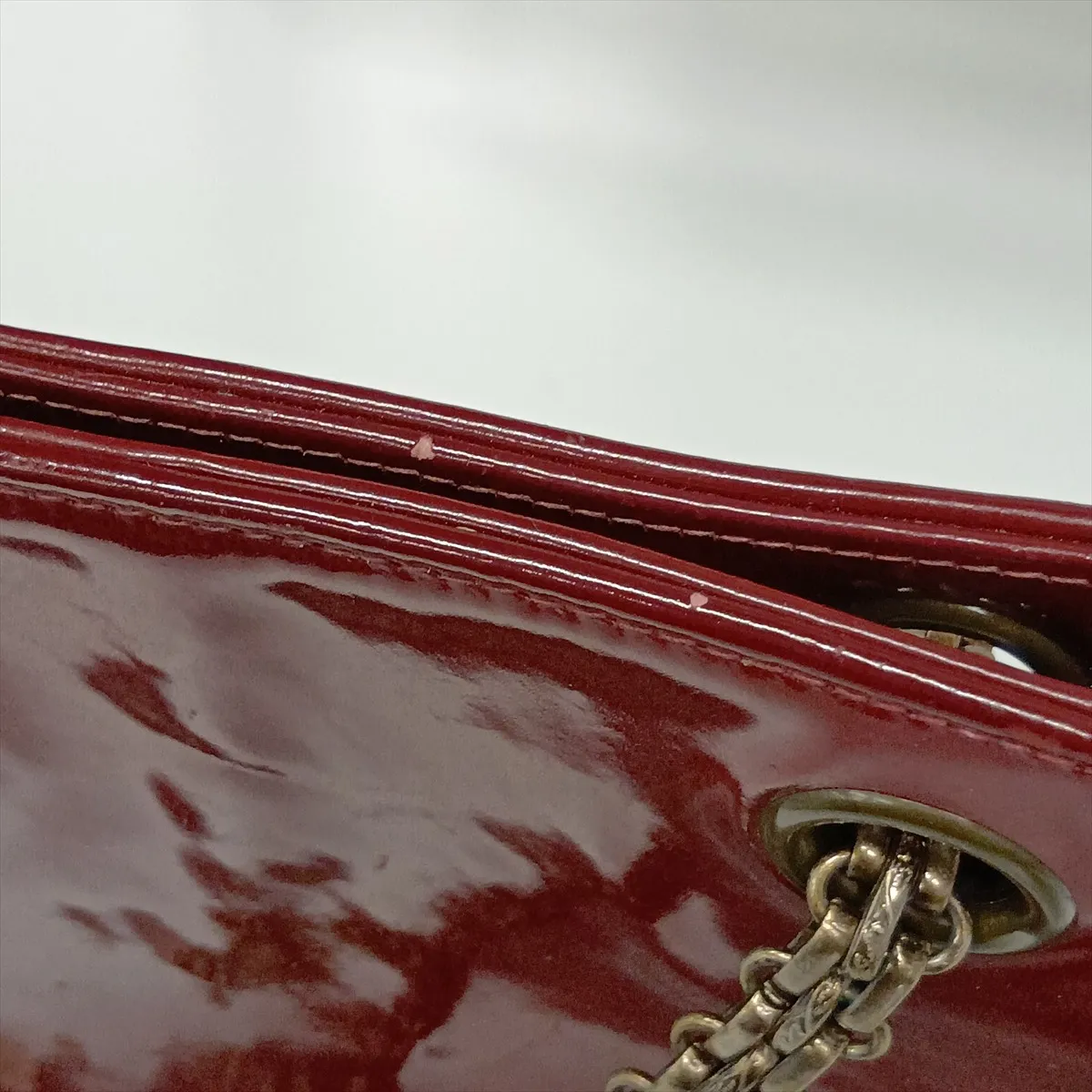 Coco Mark Patent Leather Chain Shoulder Bag, Bordeaux, Gunmetal Hardware, 6303453, Series 6 — view 10