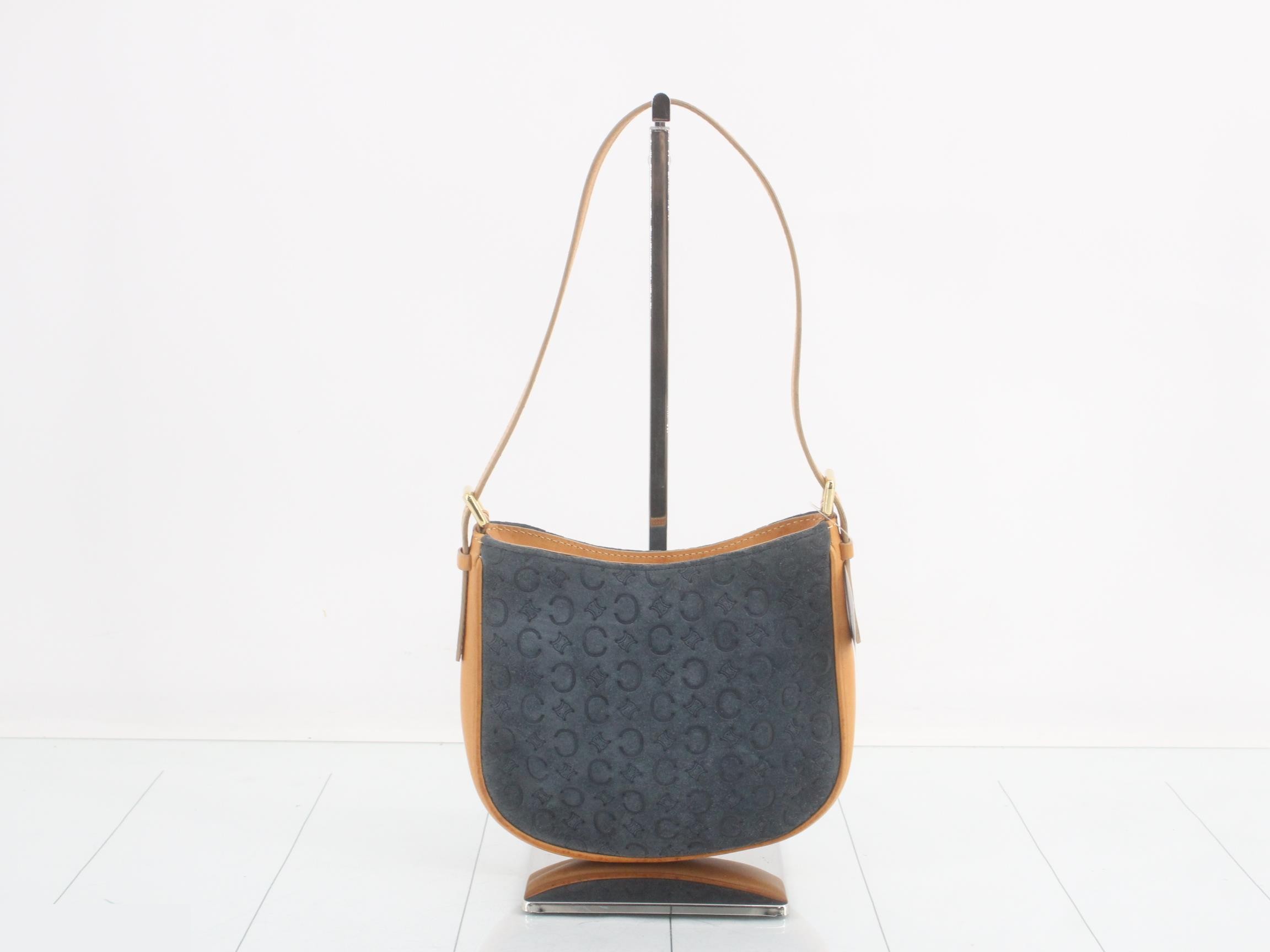 Shoulder bag macadam suede leather navy — view 2