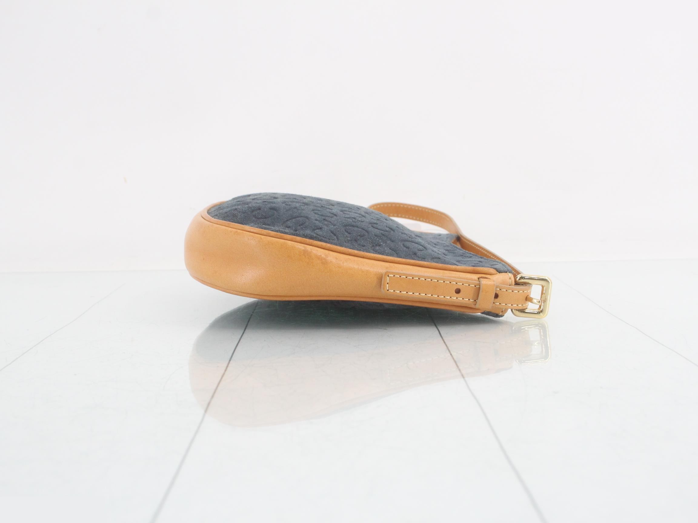 Shoulder bag macadam suede leather navy — view 3