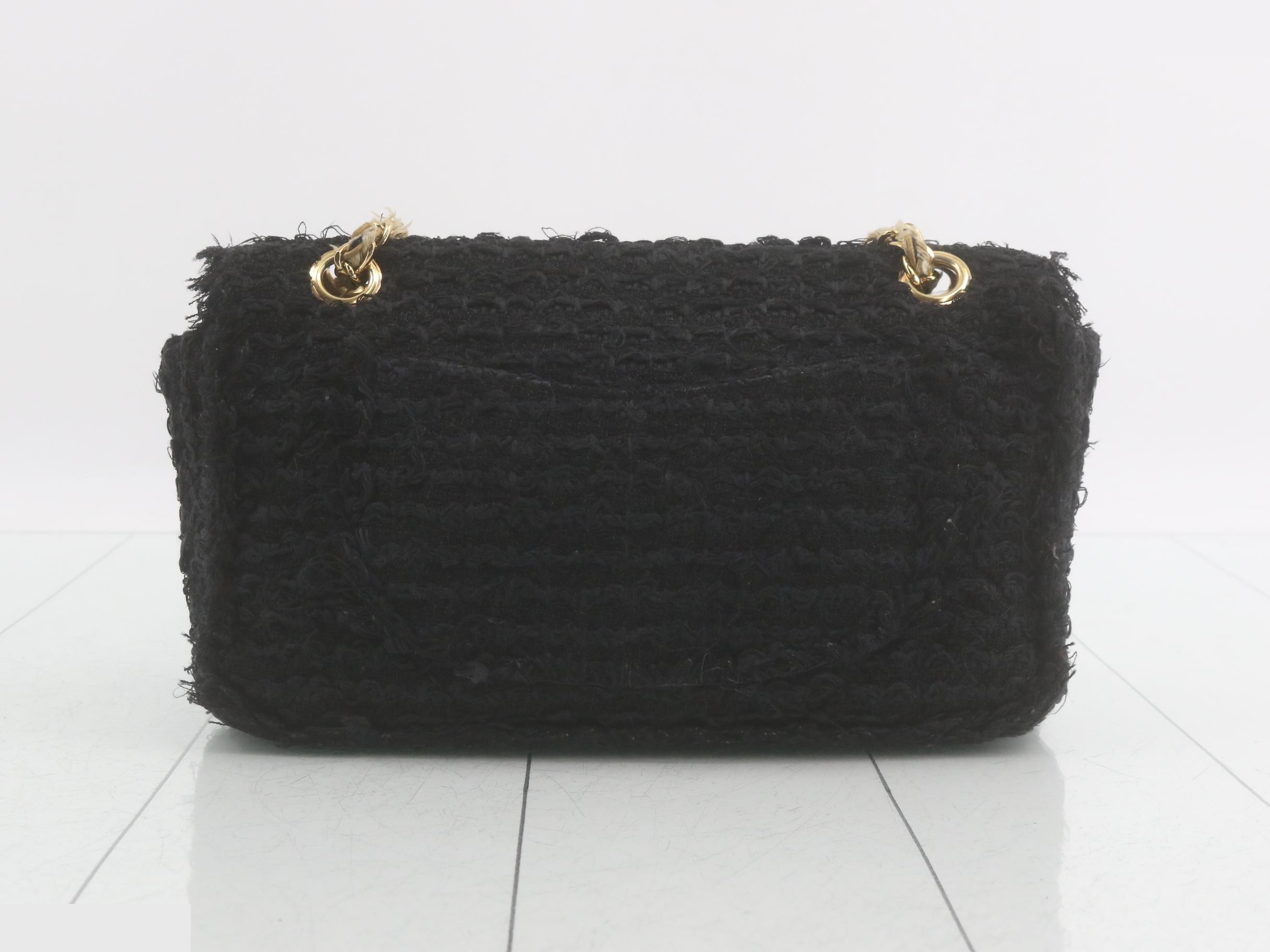 Tweed chain shoulder bag, black — view 2
