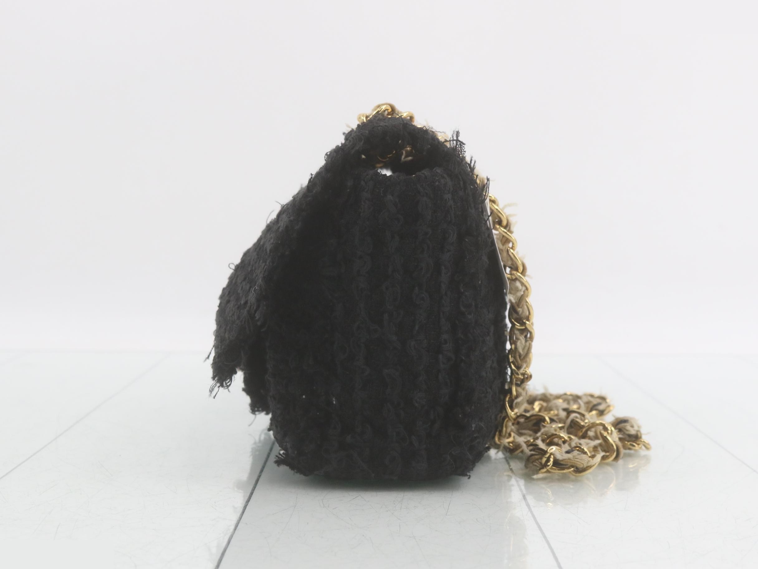 Tweed chain shoulder bag, black — view 3