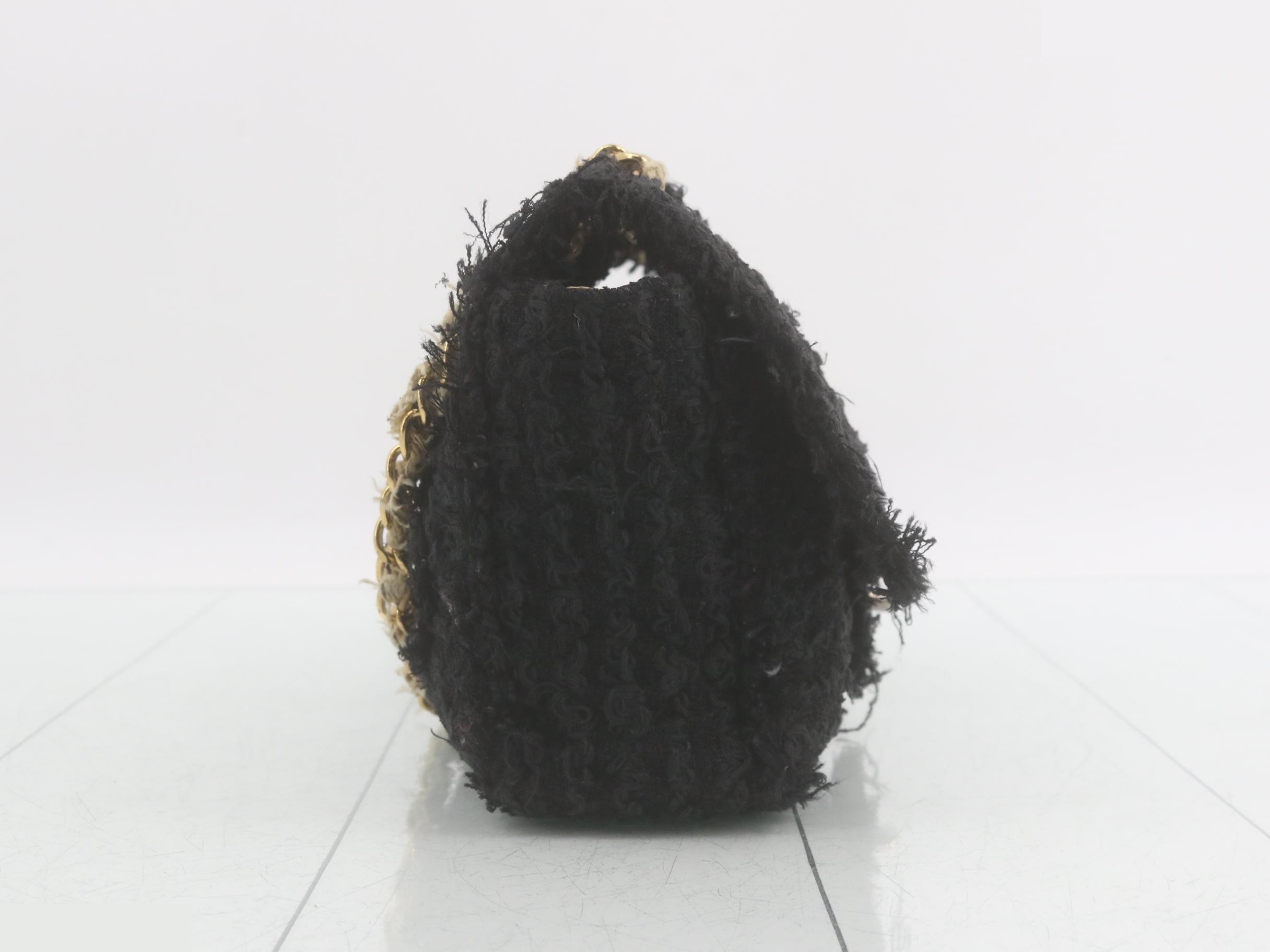 Tweed chain shoulder bag, black — view 4