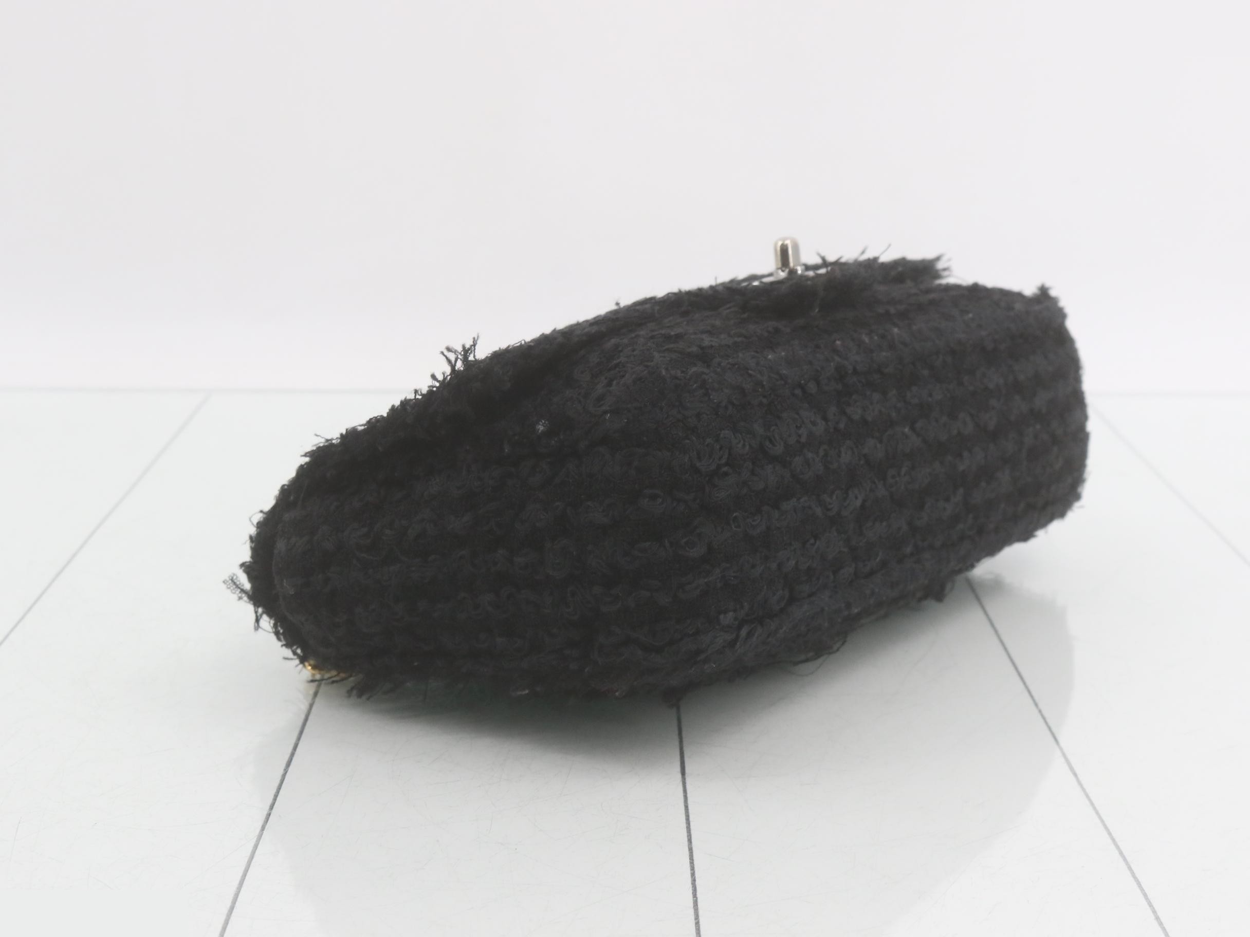 Tweed chain shoulder bag, black — view 5