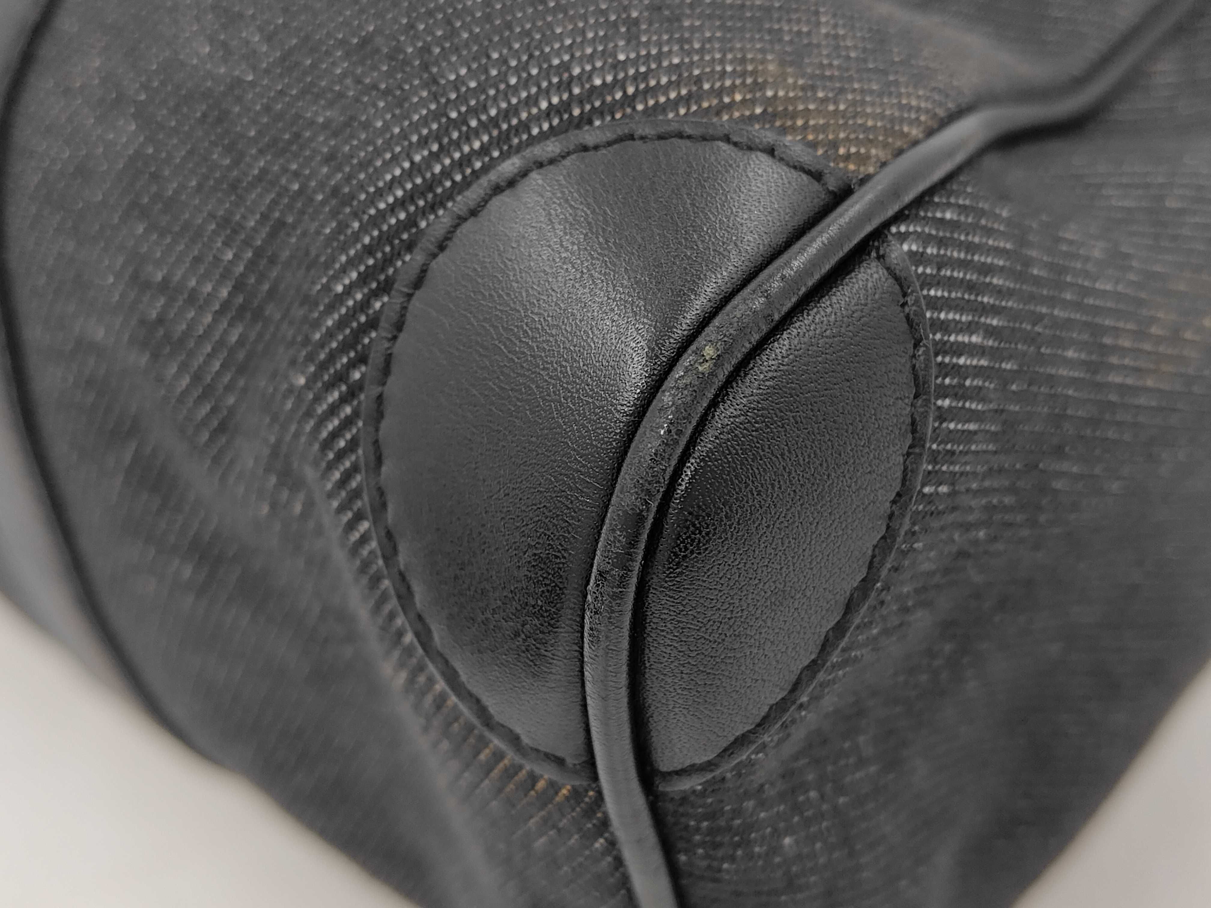 30458 Mini Boston Bag Handbag Denim Canvas x Leather Black Handbag — view 3