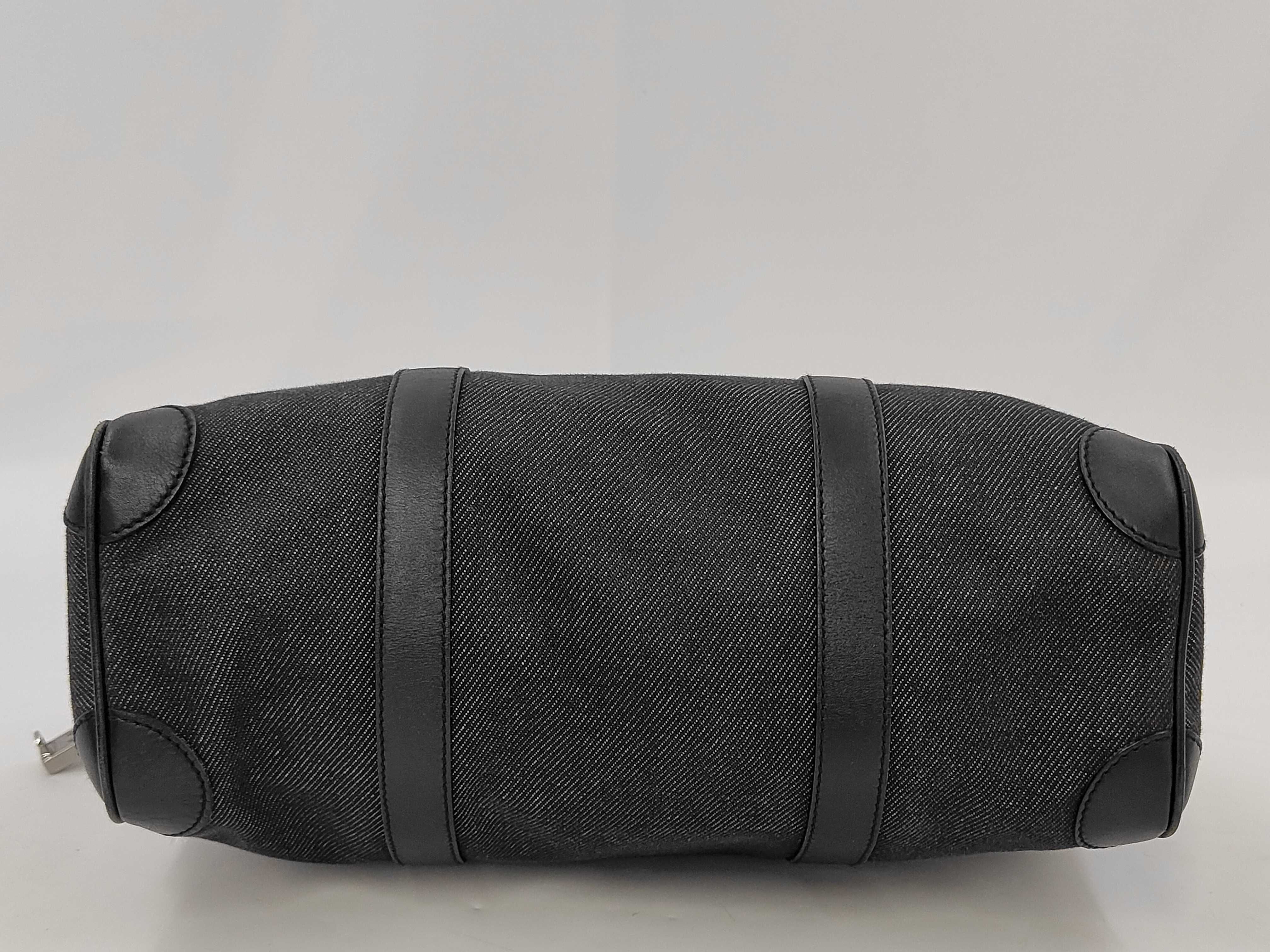 30458 Mini Boston Bag Handbag Denim Canvas x Leather Black Handbag — view 4