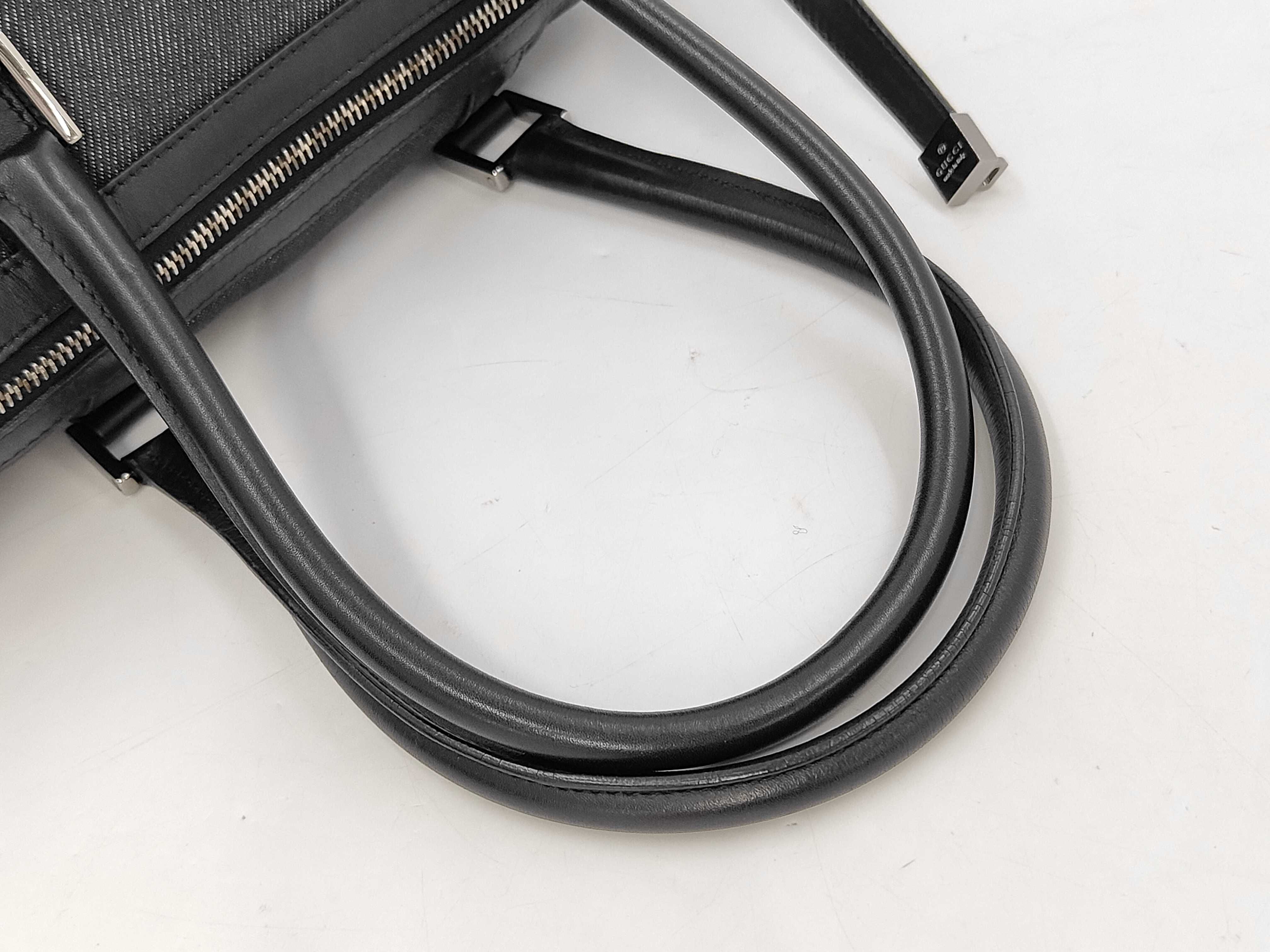 30458 Mini Boston Bag Handbag Denim Canvas x Leather Black Handbag — view 5