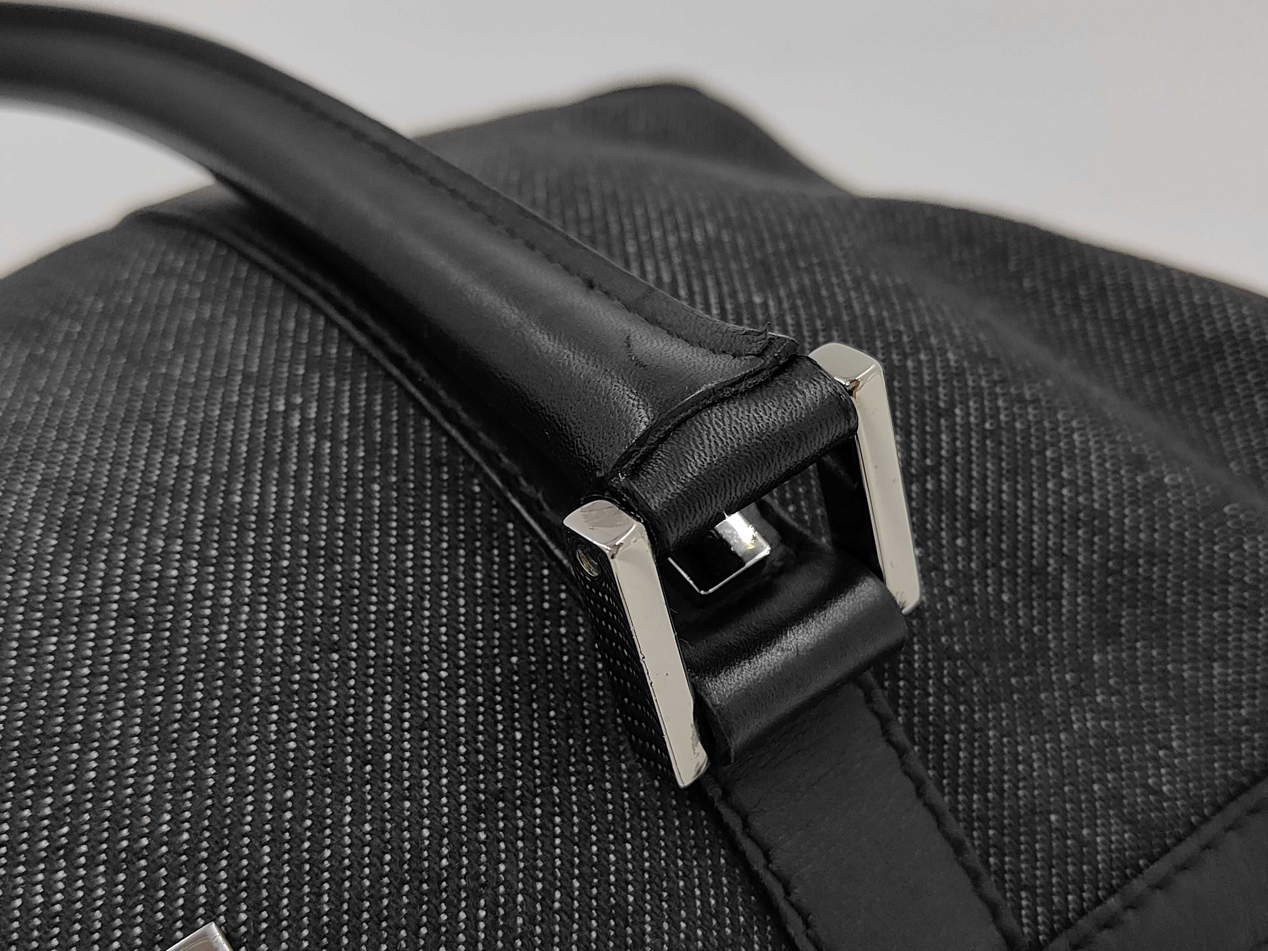 30458 Mini Boston Bag Handbag Denim Canvas x Leather Black Handbag — view 7