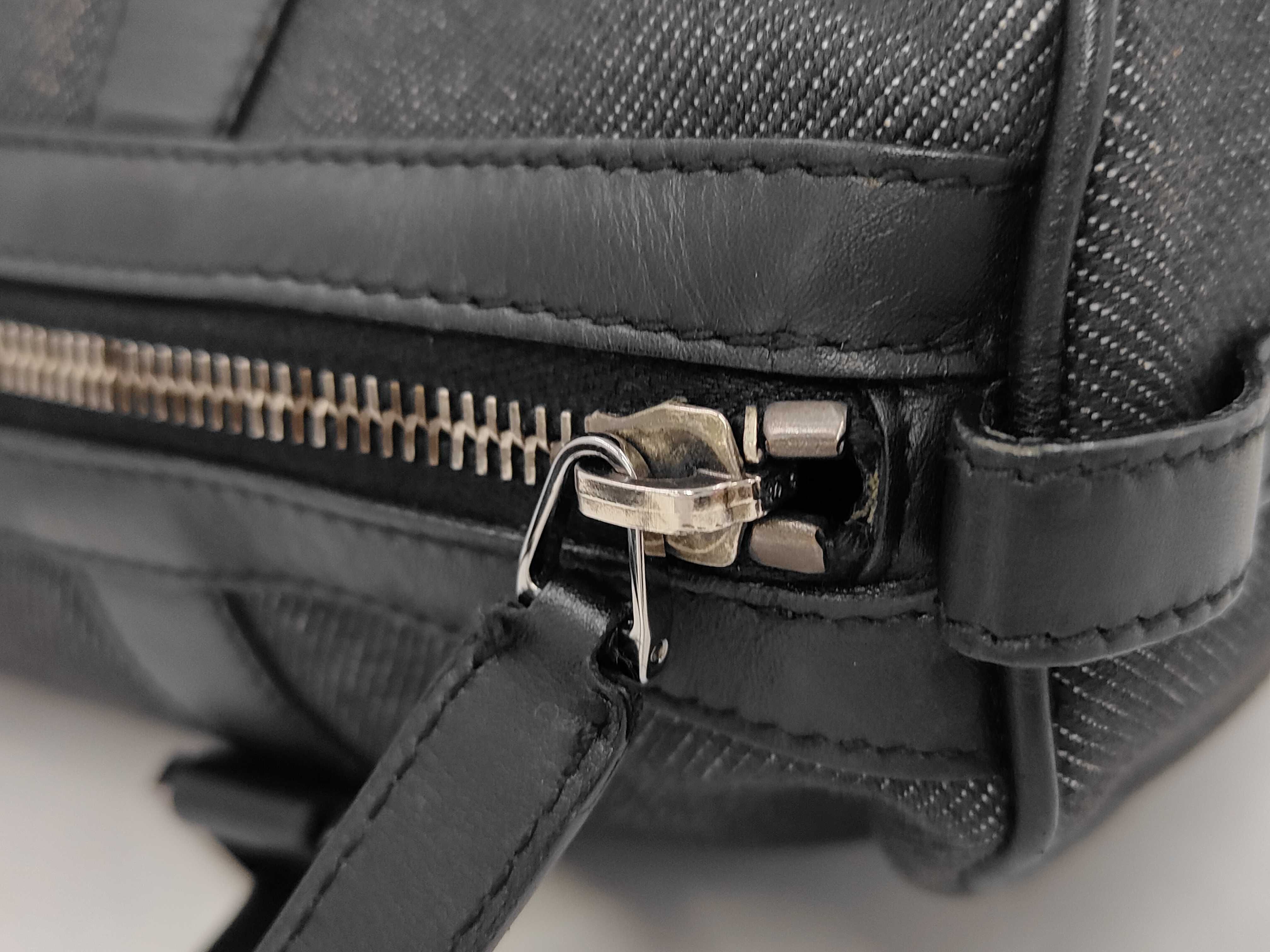 30458 Mini Boston Bag Handbag Denim Canvas x Leather Black Handbag — view 8
