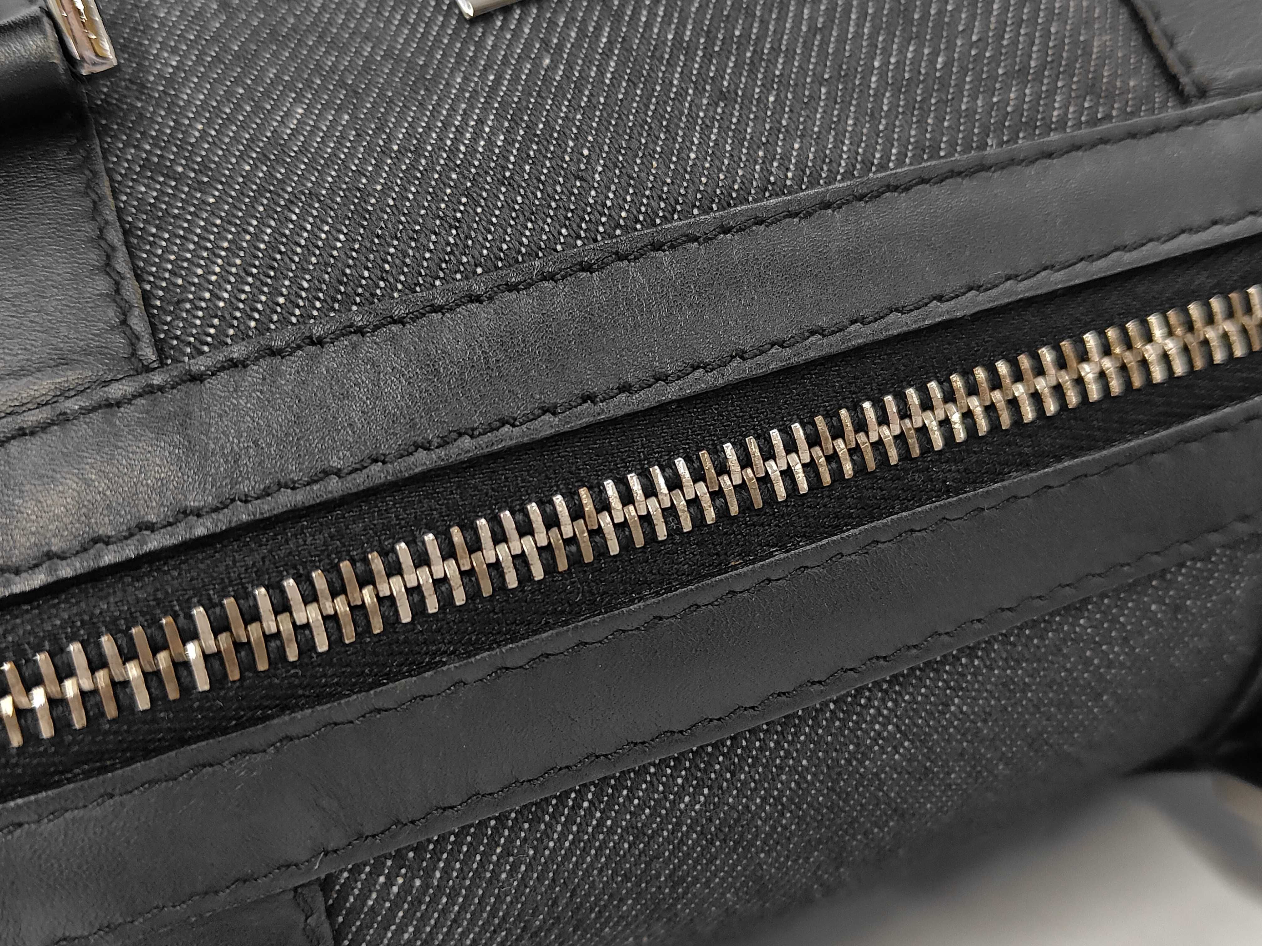 30458 Mini Boston Bag Handbag Denim Canvas x Leather Black Handbag — view 9