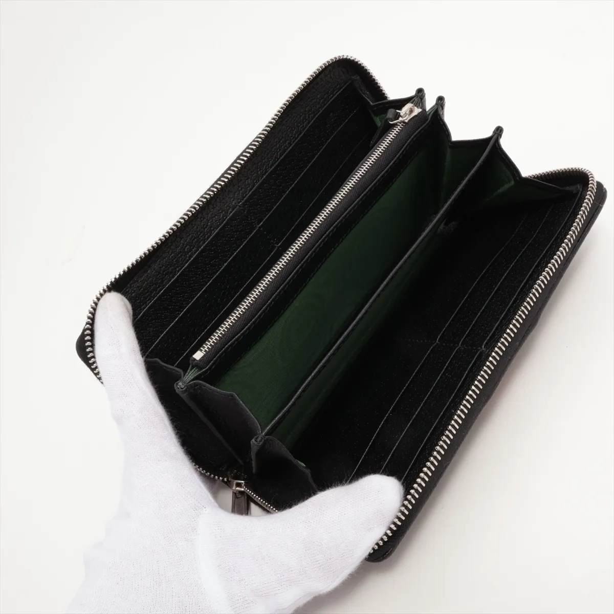 Ophidia Double G PVC x Leather Round Zip Wallet Black 834694 — view 3