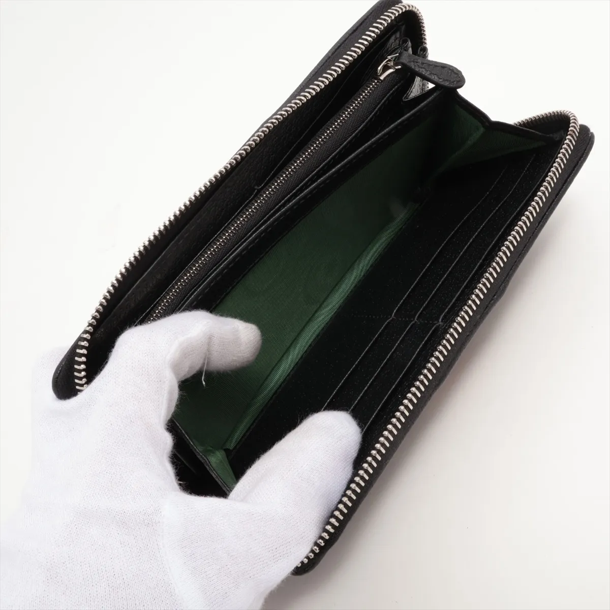 Ophidia Double G PVC x Leather Round Zip Wallet Black 834694 — view 6
