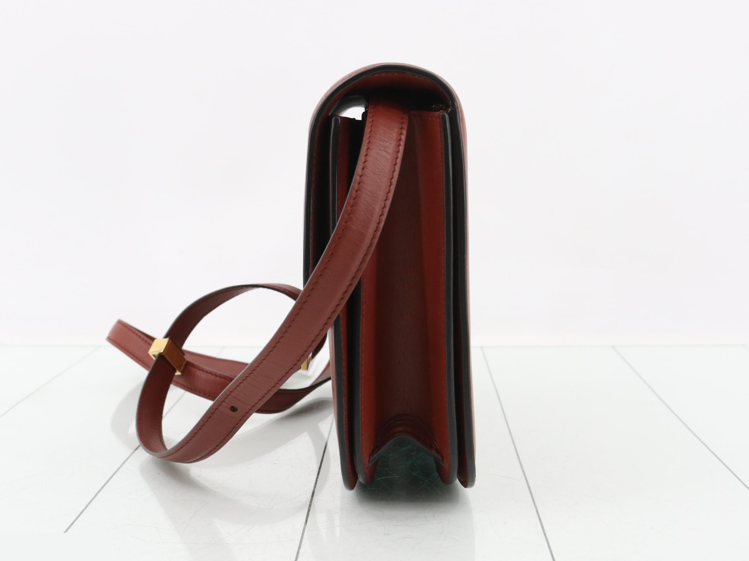 Classic Box Calf Leather Shoulder Bag, Brown — view 3