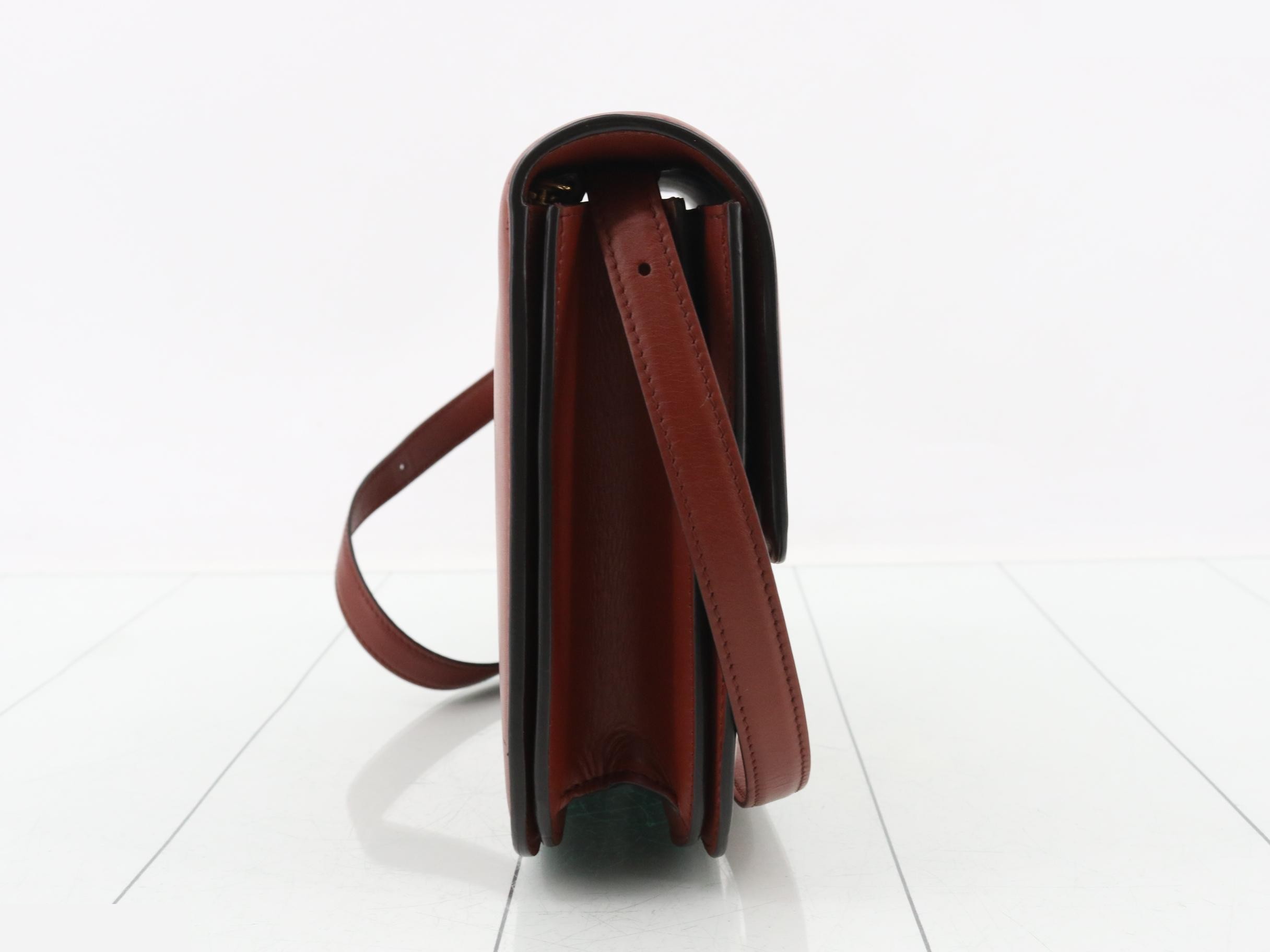 Classic Box Calf Leather Shoulder Bag, Brown — view 4