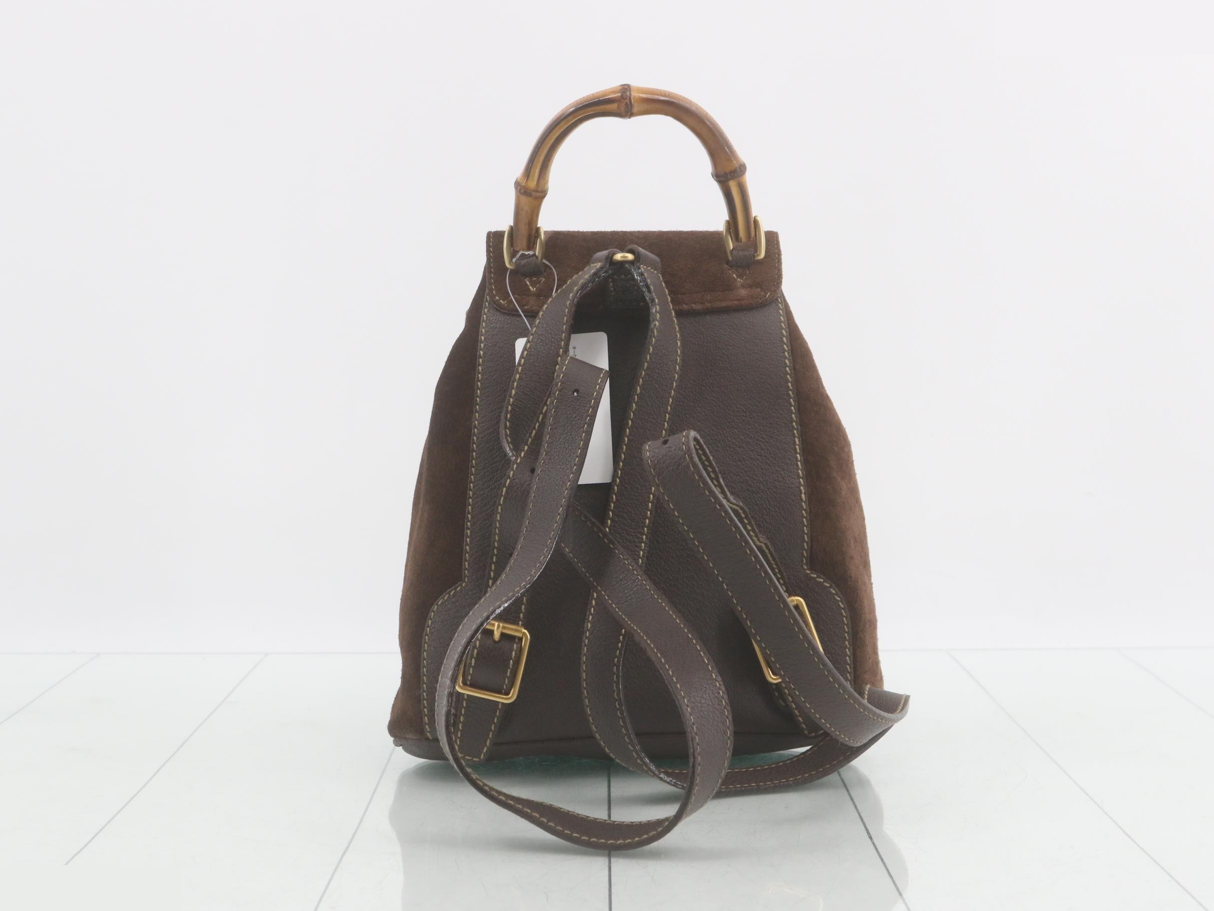 Bamboo (bag) backpack, brown suede — view 2