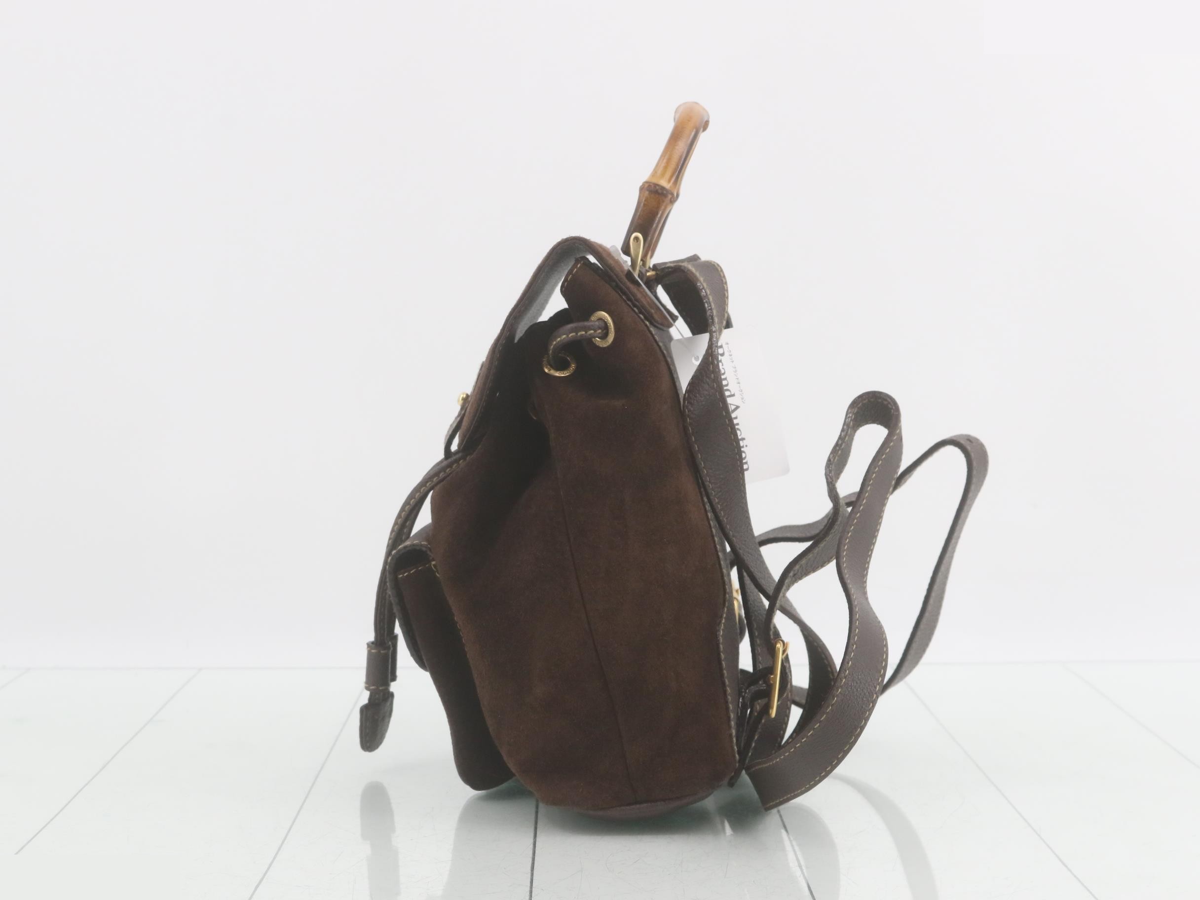 Bamboo (bag) backpack, brown suede — view 3