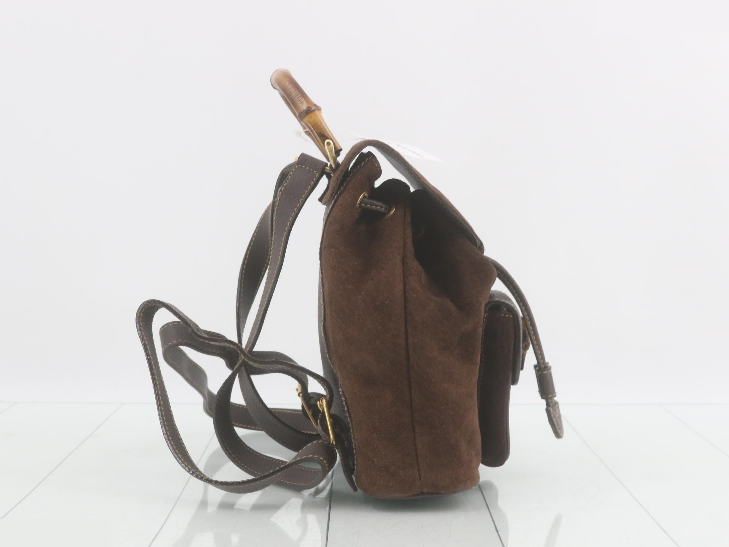 Bamboo (bag) backpack, brown suede — view 4