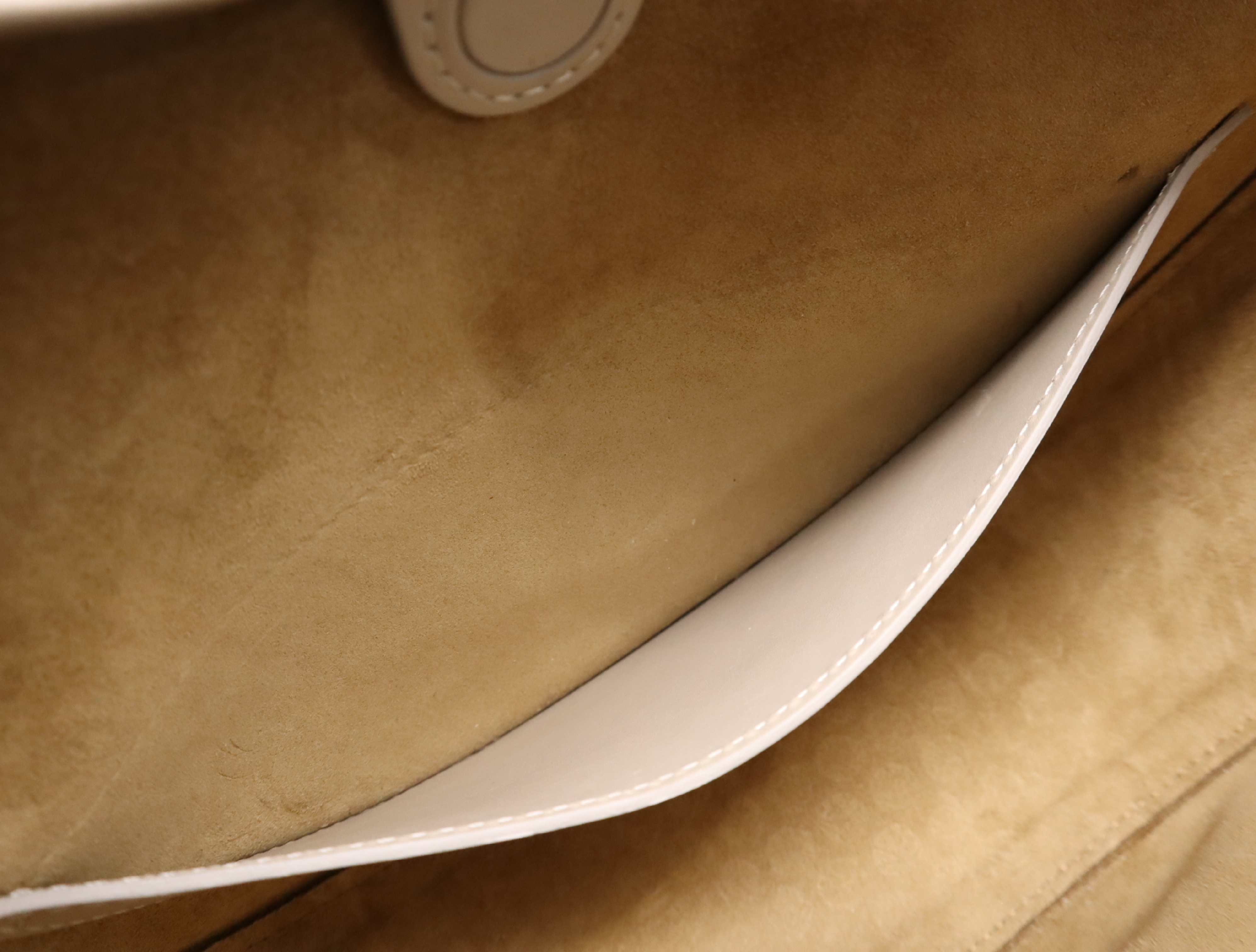 Leather Luna Shoulder Bag, Beige, with Dust Bag. — view 12
