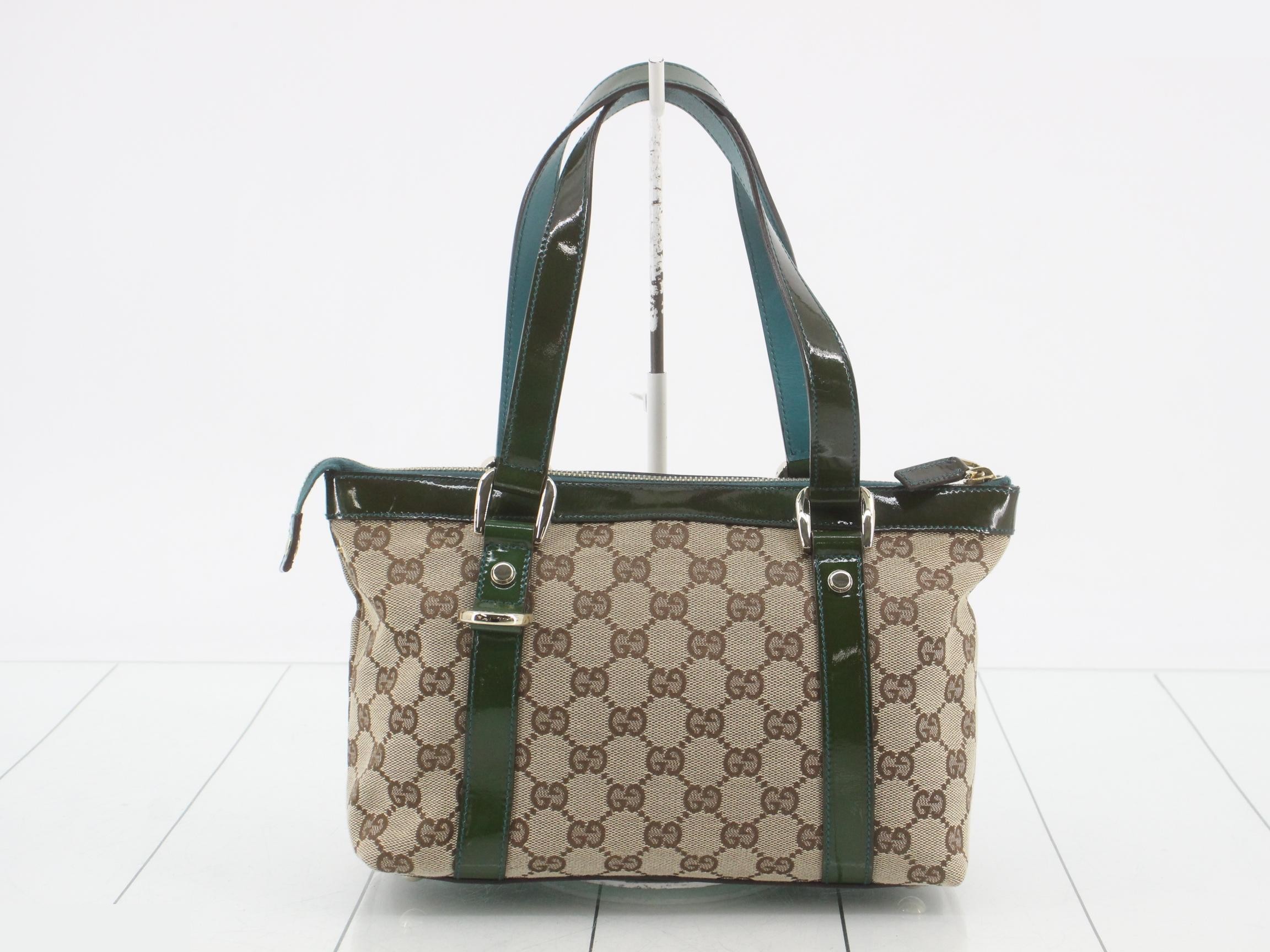 141471 GG Canvas Abbey Tote Bag, Enamel Canvas, Beige — view 2