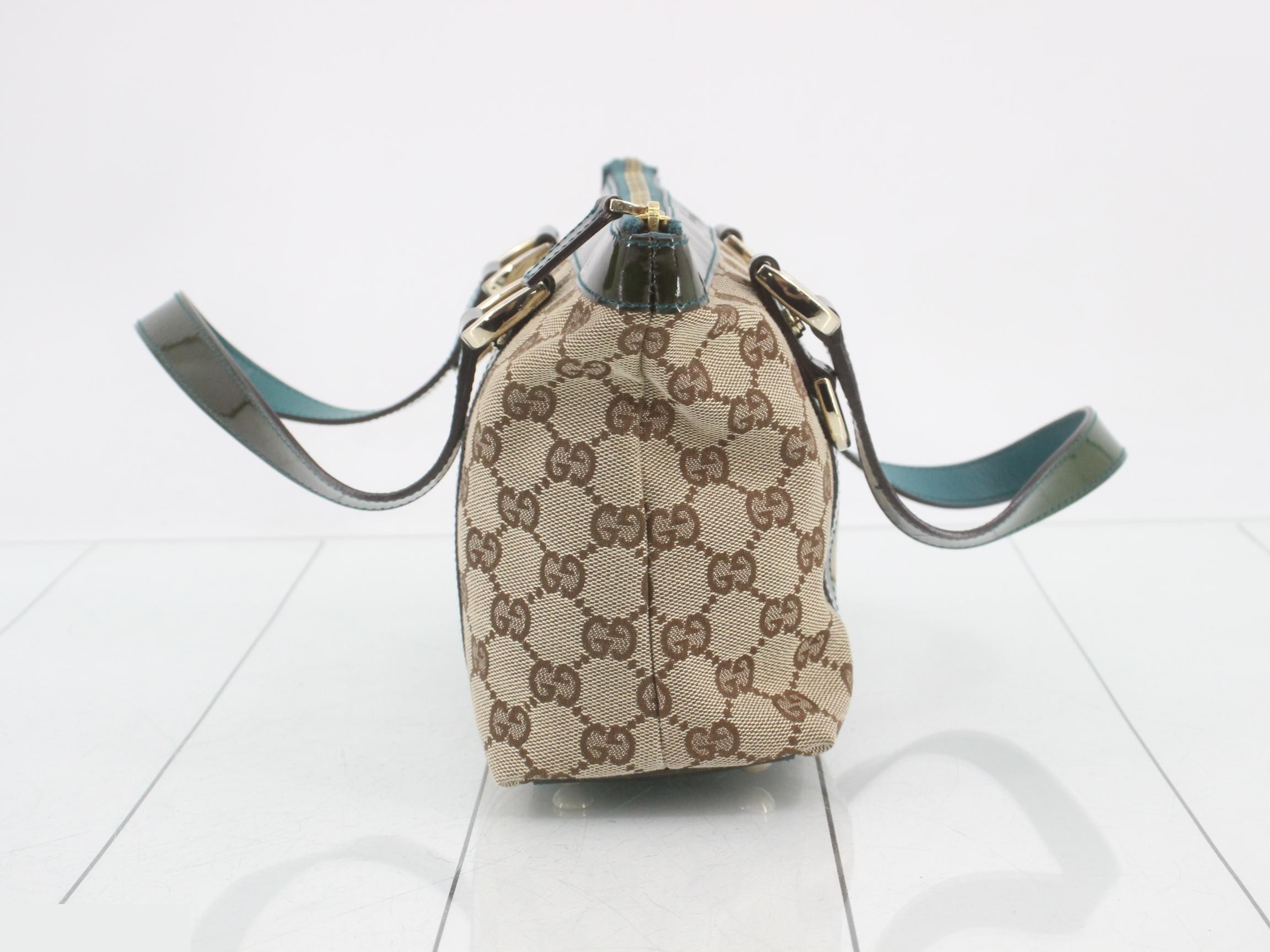 141471 GG Canvas Abbey Tote Bag, Enamel Canvas, Beige — view 4