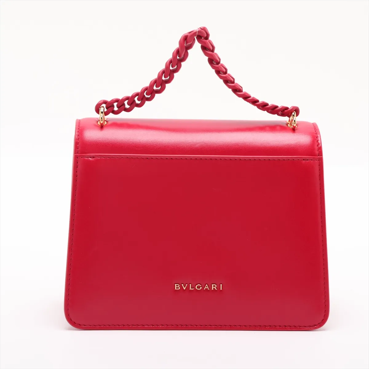 Serpenti Leather 2-Way Handbag, Red, with Mirror — view 2