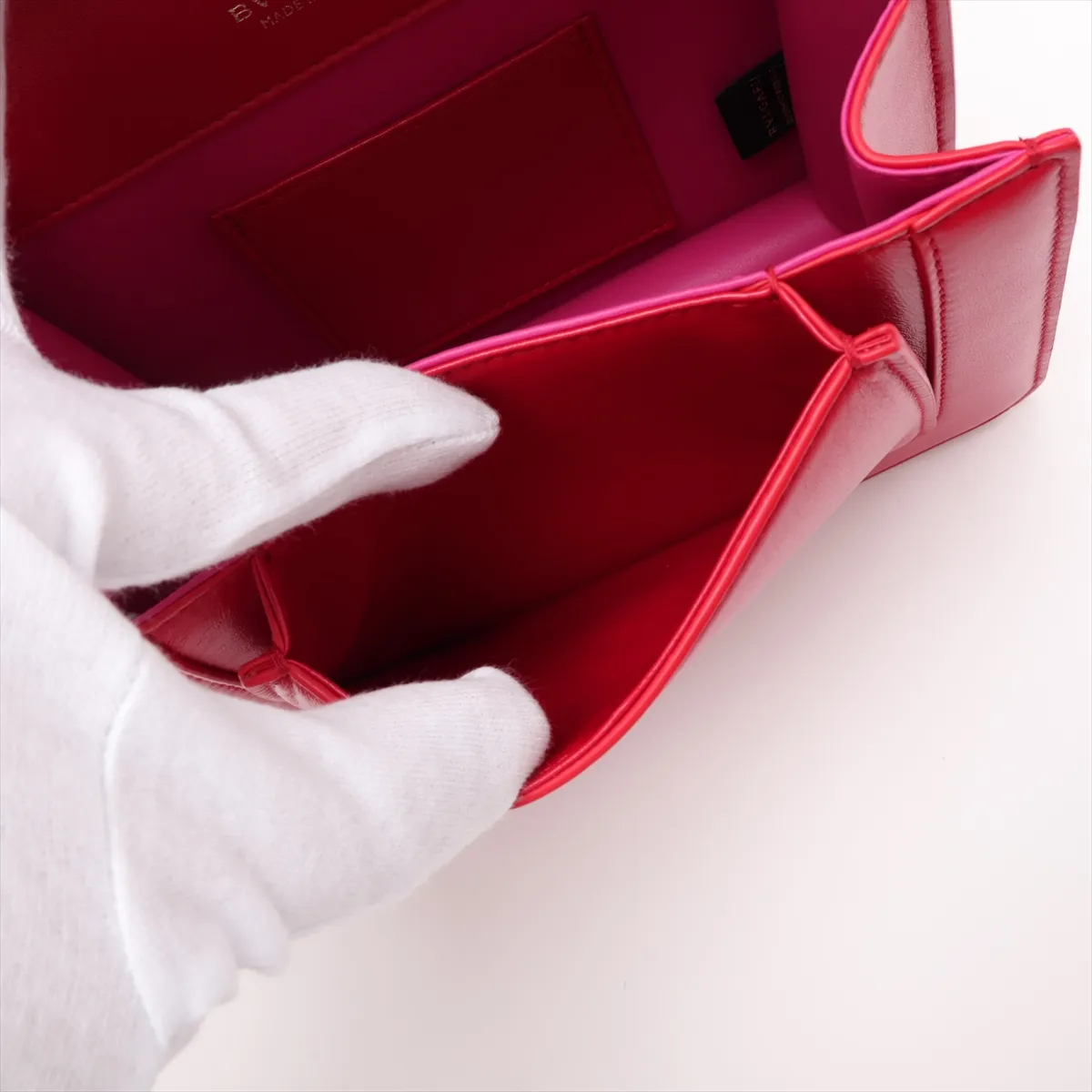 Serpenti Leather 2-Way Handbag, Red, with Mirror — view 9