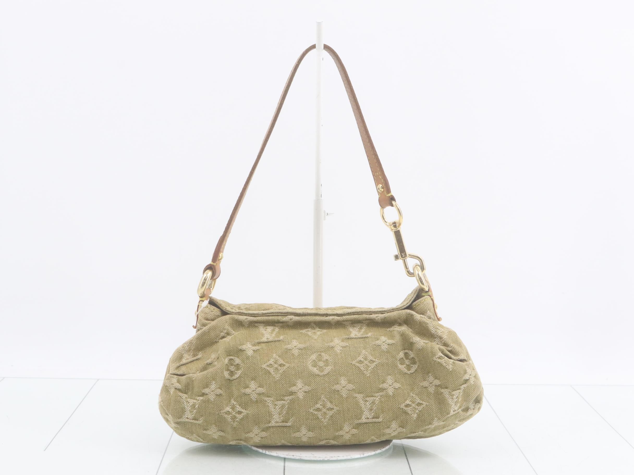 Monogram denim mini shoulder bag, green tones. — view 2
