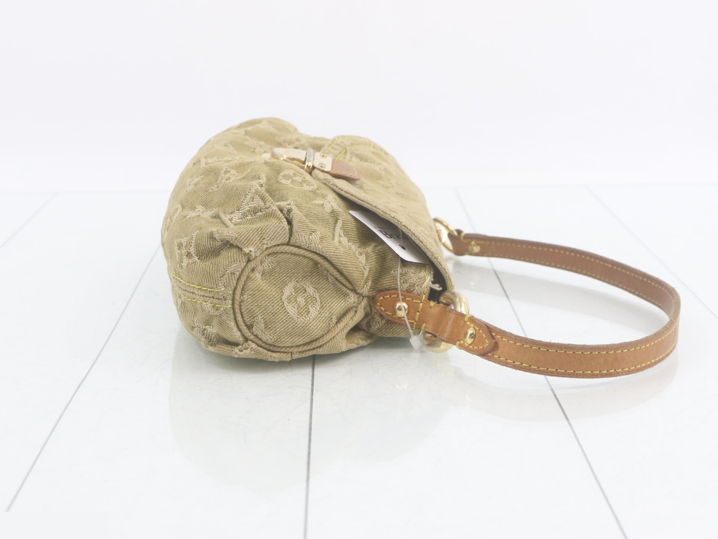 Monogram denim mini shoulder bag, green tones. — view 3