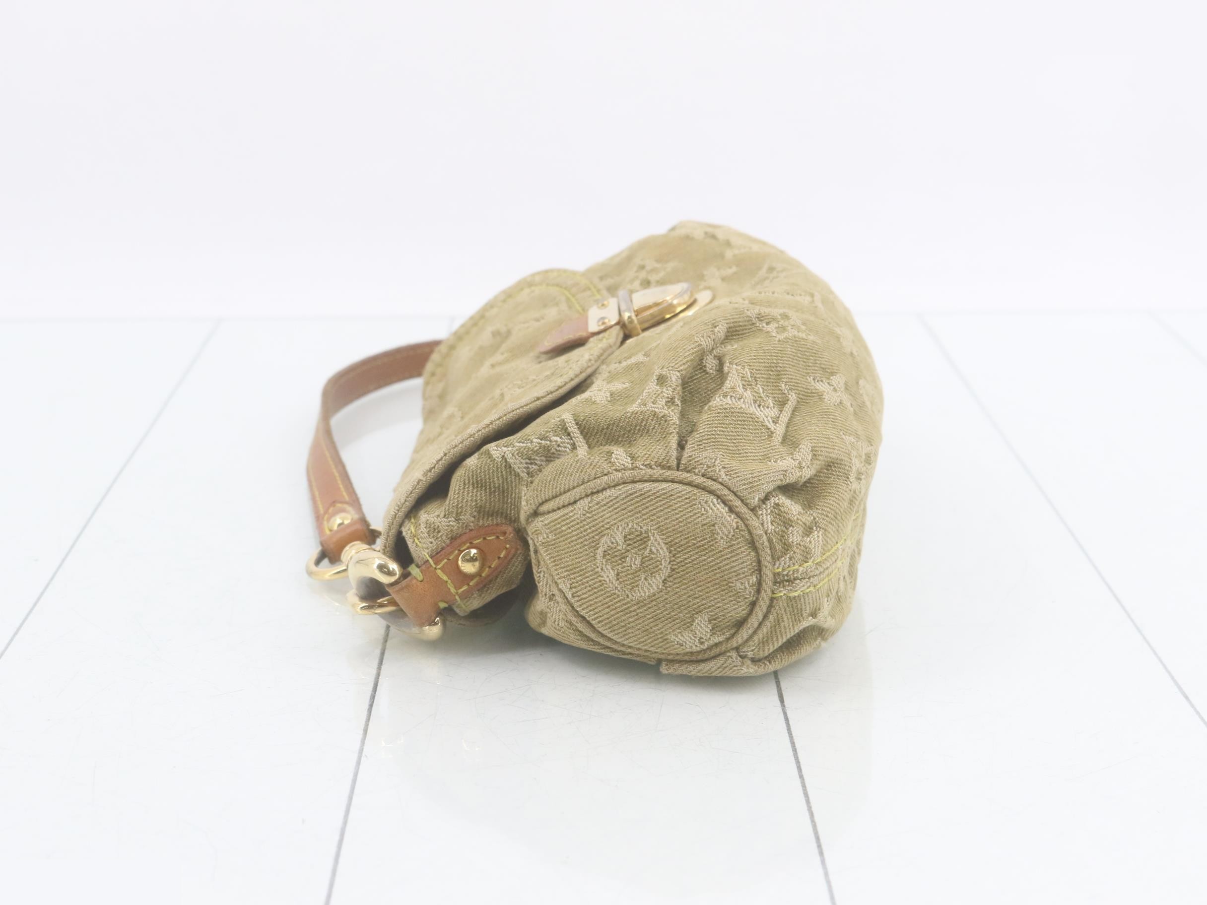 Monogram denim mini shoulder bag, green tones. — view 4