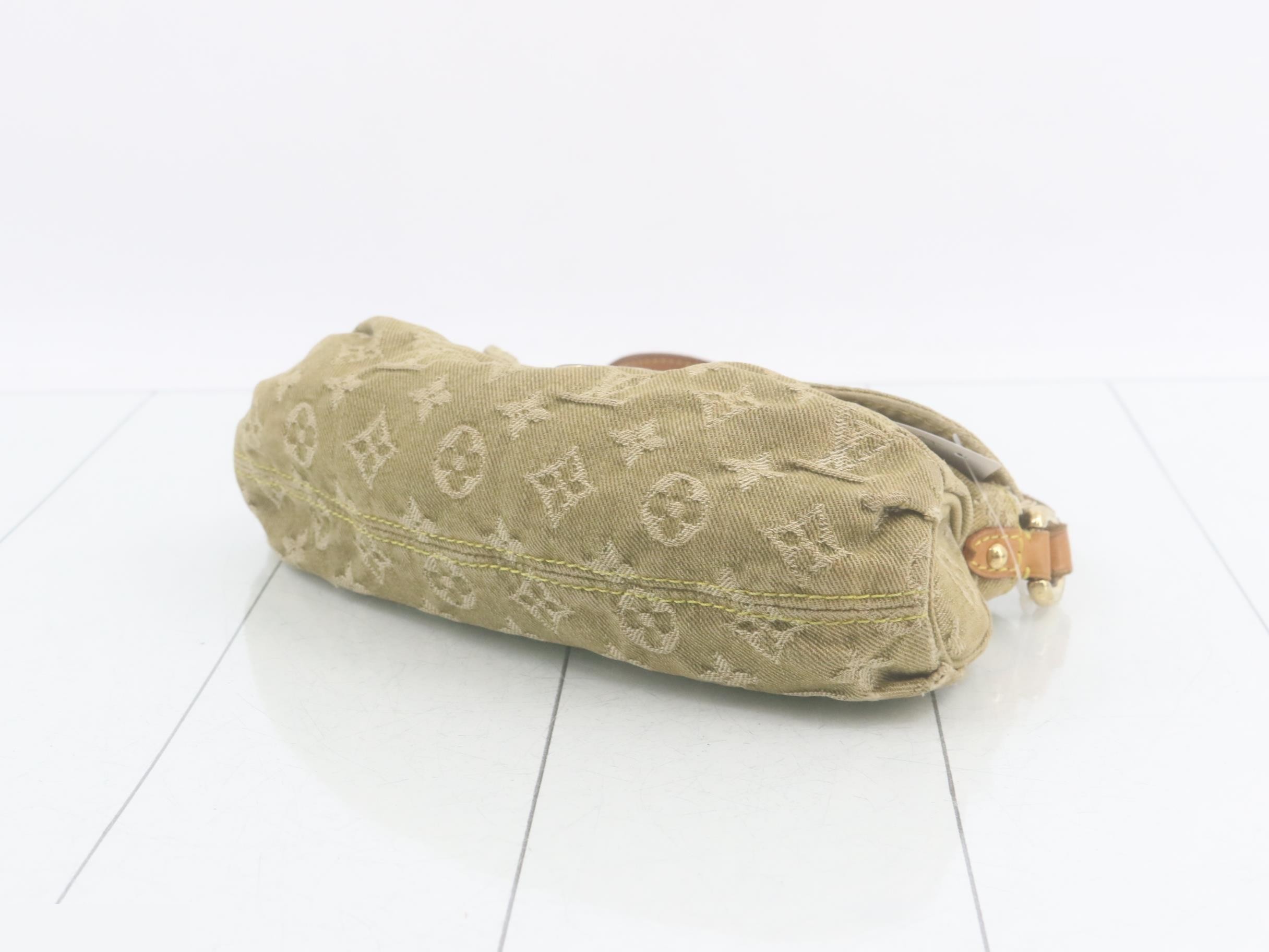 Monogram denim mini shoulder bag, green tones. — view 6